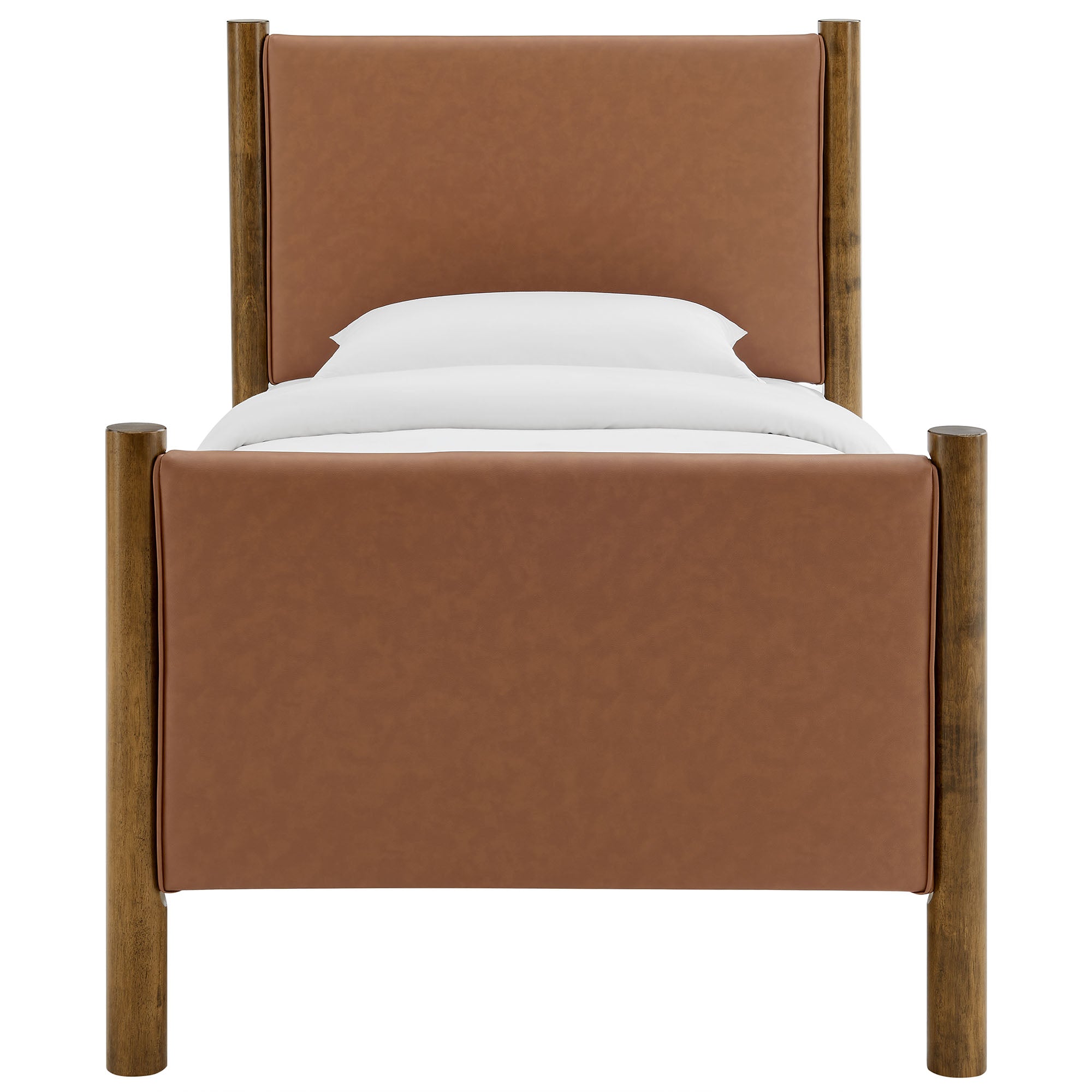 Maven Twin Size Vegan Leather Upholstered Platform Bed