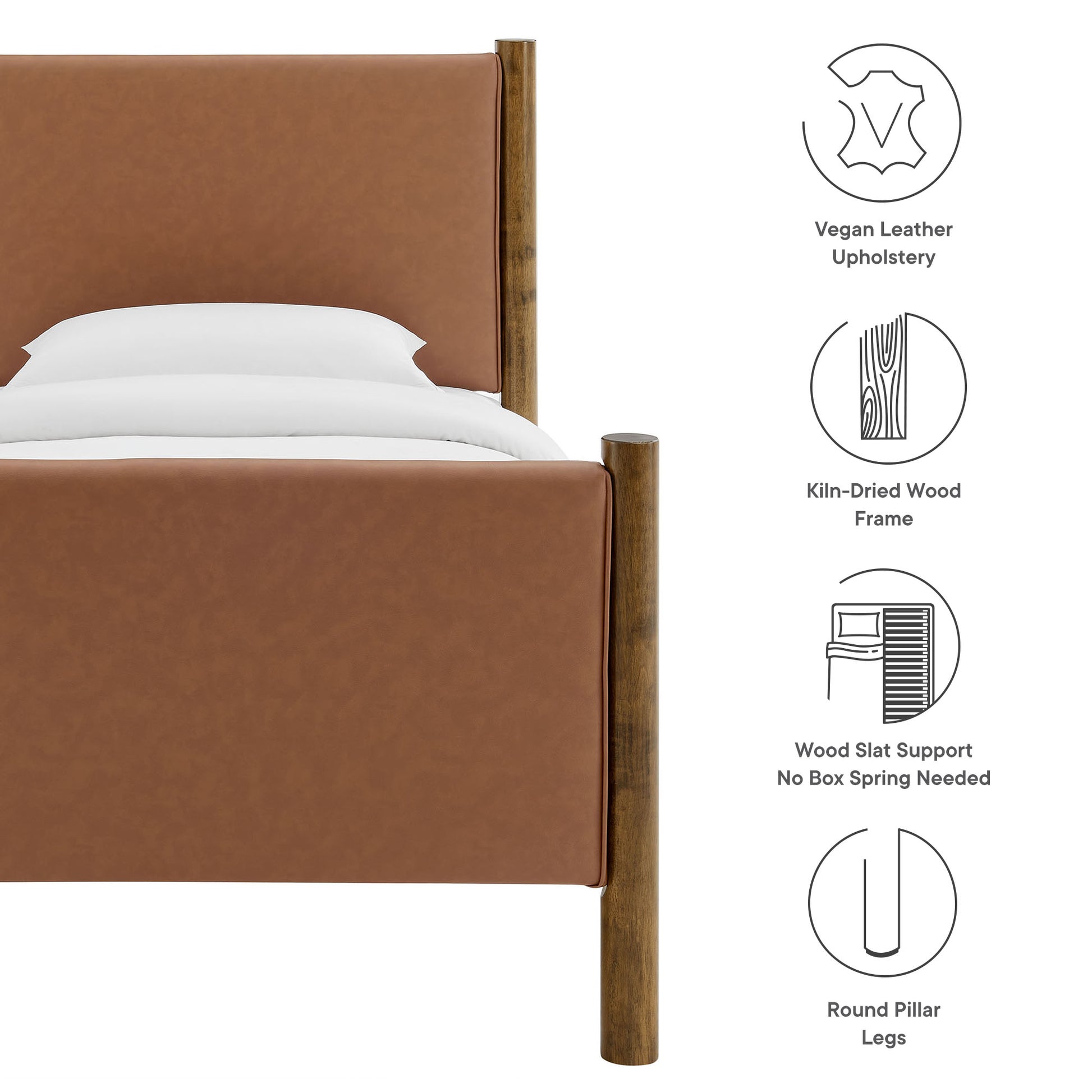 Maven Twin Size Vegan Leather Upholstered Platform Bed