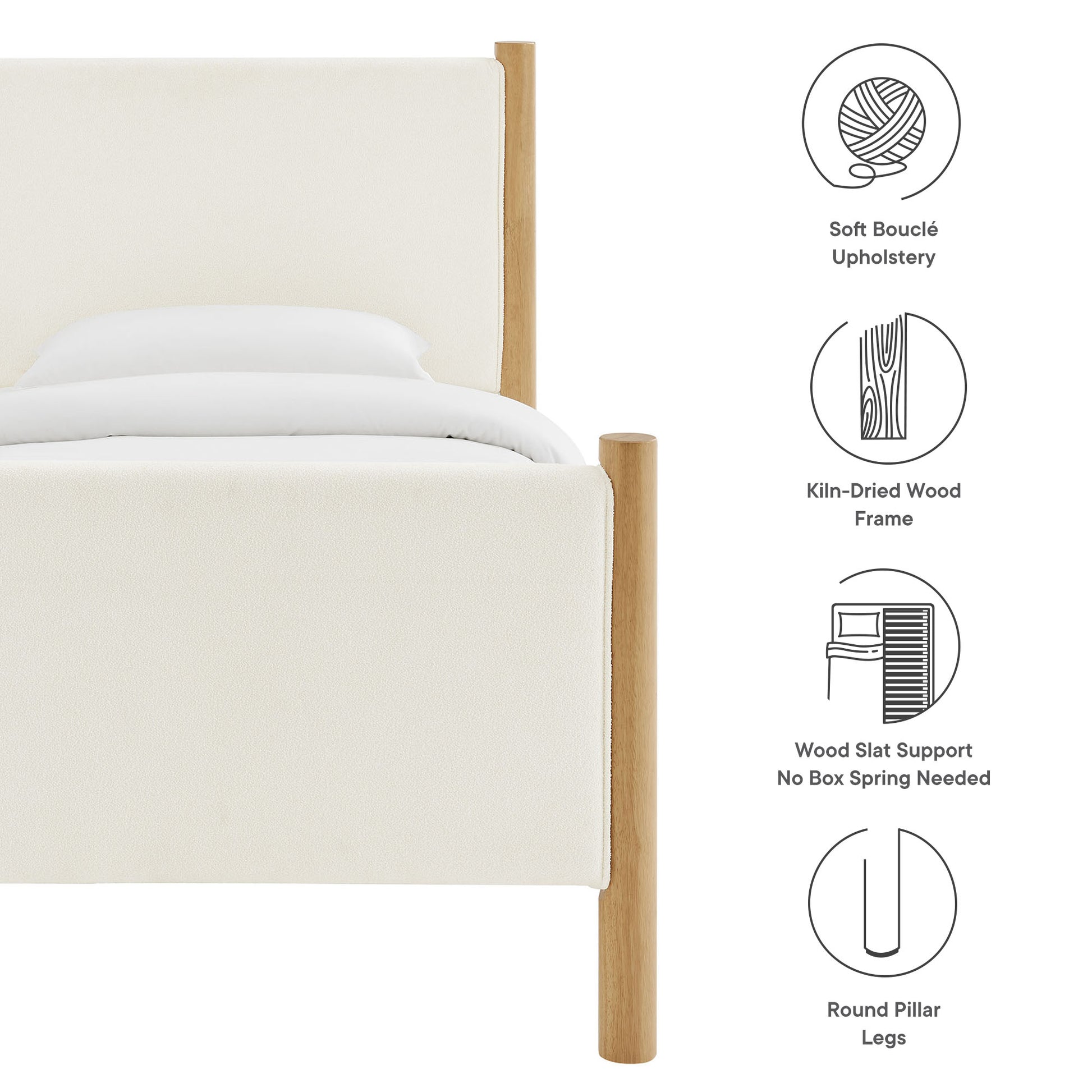 Maven Twin Size Boucle Upholstered Platform Bed