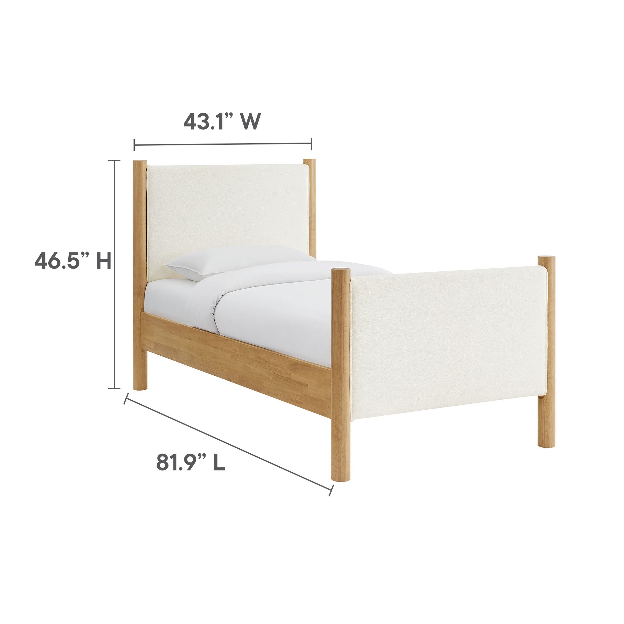 Maven Twin Size Boucle Upholstered Platform Bed - Feather Walnut