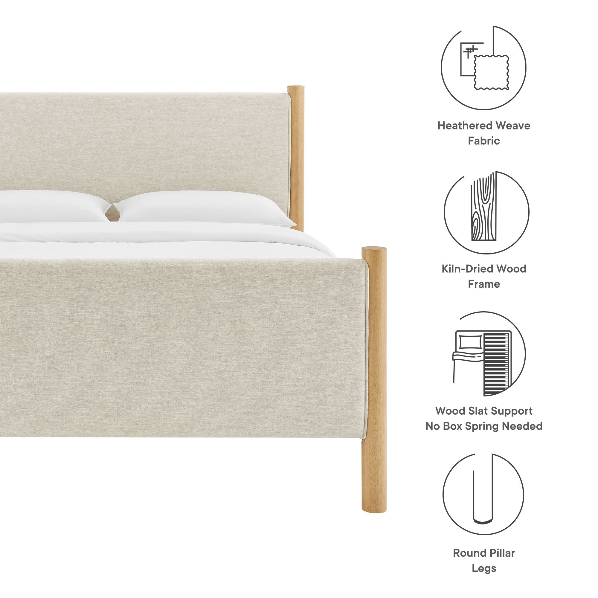 Maven Full Size Fabric Upholstered Platform Bed - Ivory Walnut