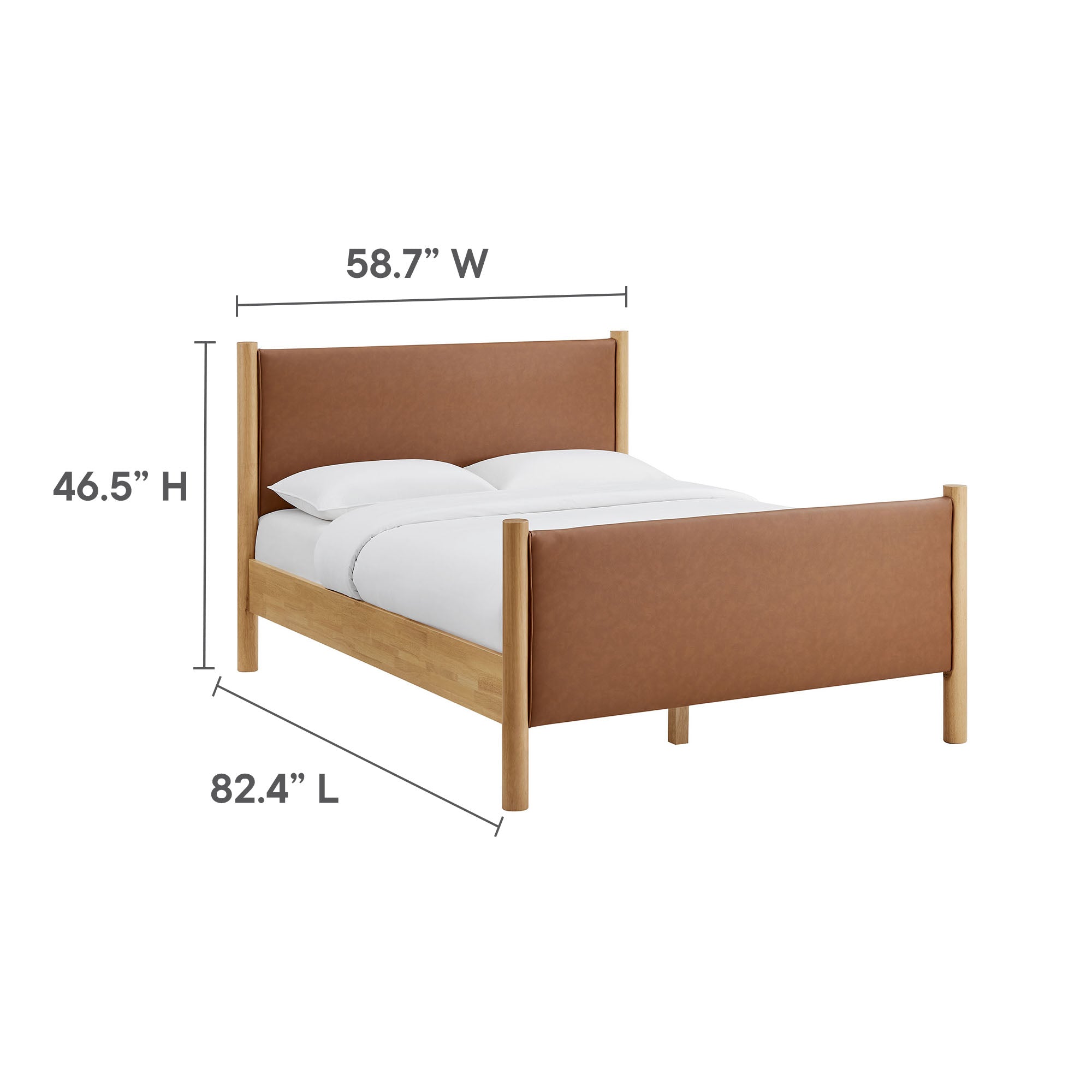 Maven Full Size Vegan Leather Upholstered Platform Bed - Tan Walnut