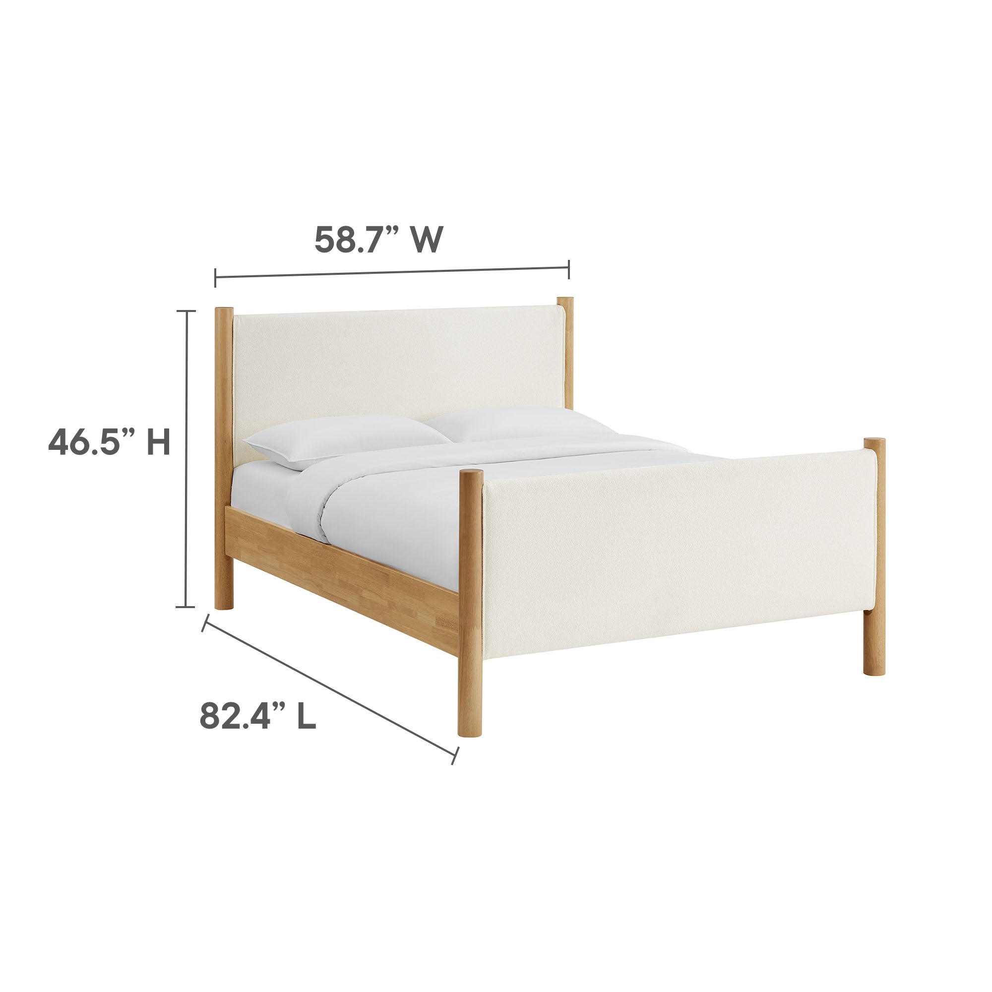 Maven Full Size Boucle Upholstered Platform Bed - Feather Walnut