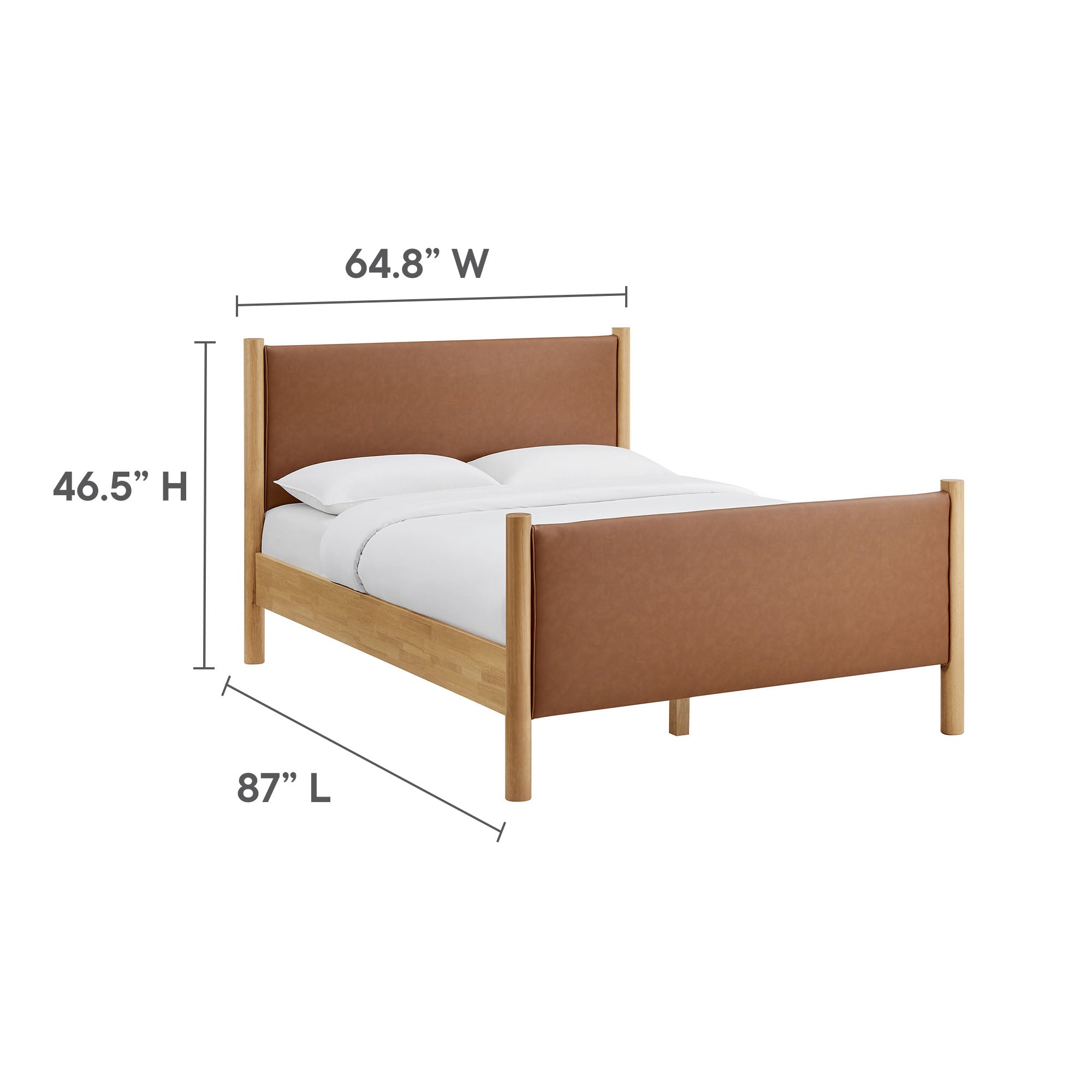 Maven Vegan Leather Upholstered Platform Bed - Tan Walnut
