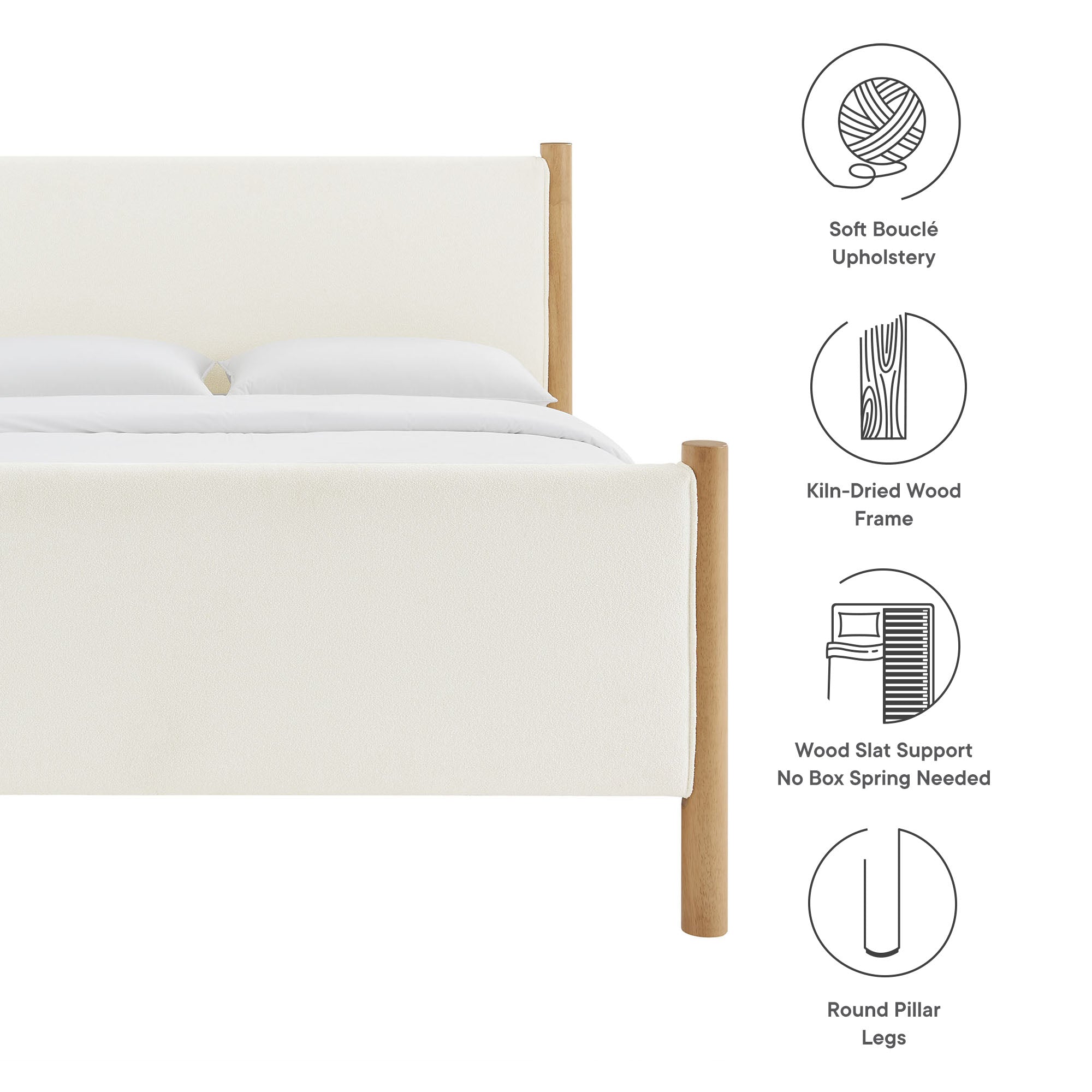 Maven Queen Size Boucle Upholstered Platform Bed