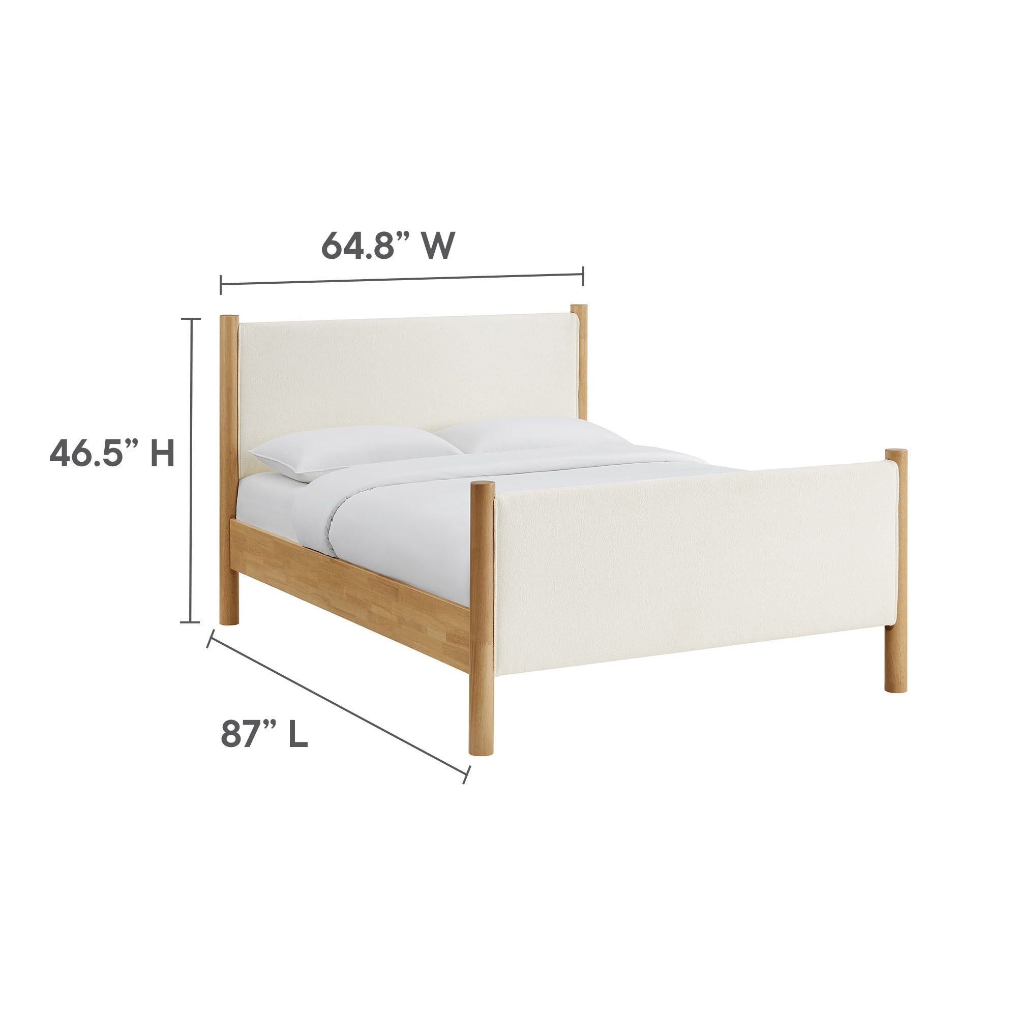 Maven Queen Size Boucle Upholstered Platform Bed - Feather Walnut