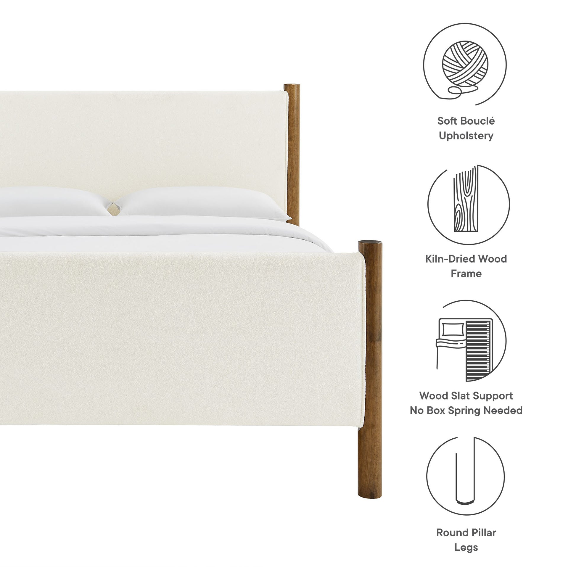 Maven Queen Size Boucle Upholstered Platform Bed
