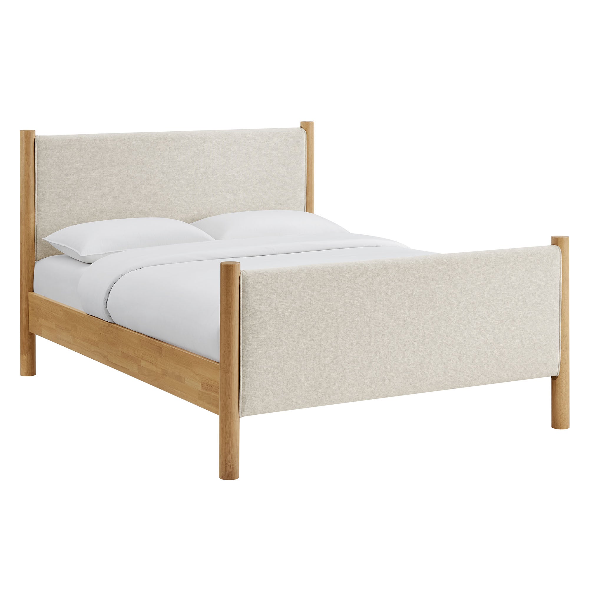 Maven King Size Fabric Upholstered Platform Bed - Ivory Oak