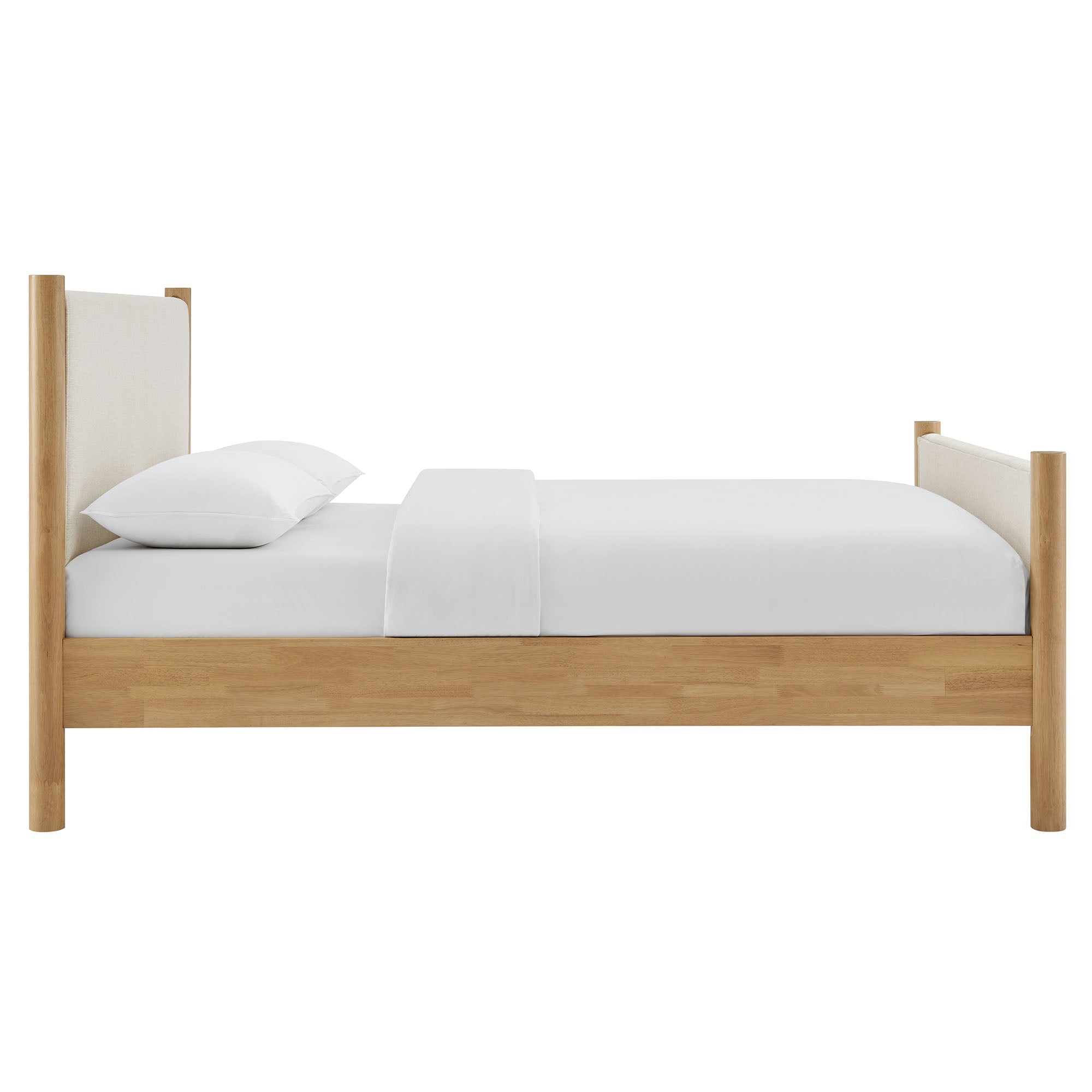 Maven King Size Fabric Upholstered Platform Bed - Wheat Walnut