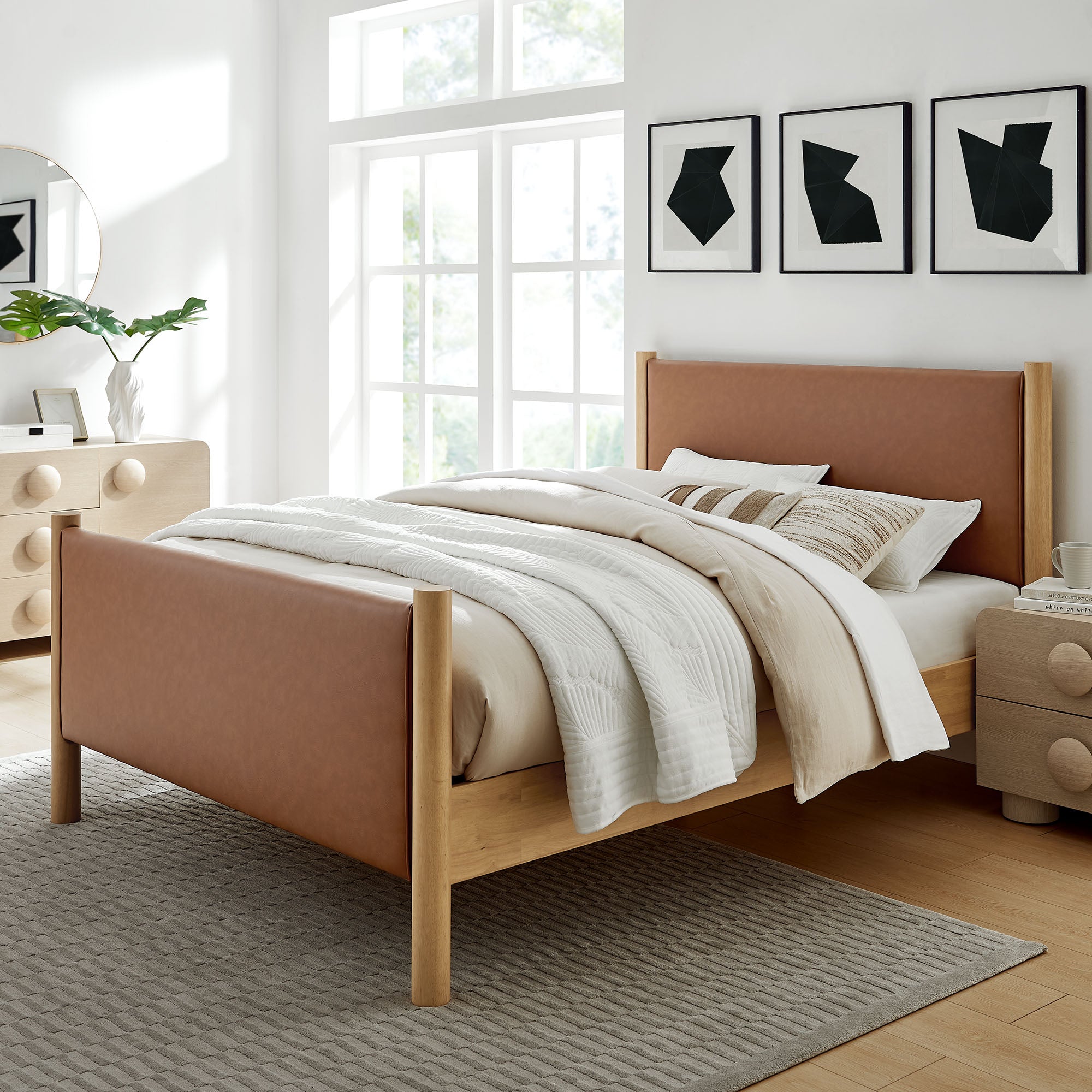 Maven King Size Vegan Leather Upholstered Platform Bed