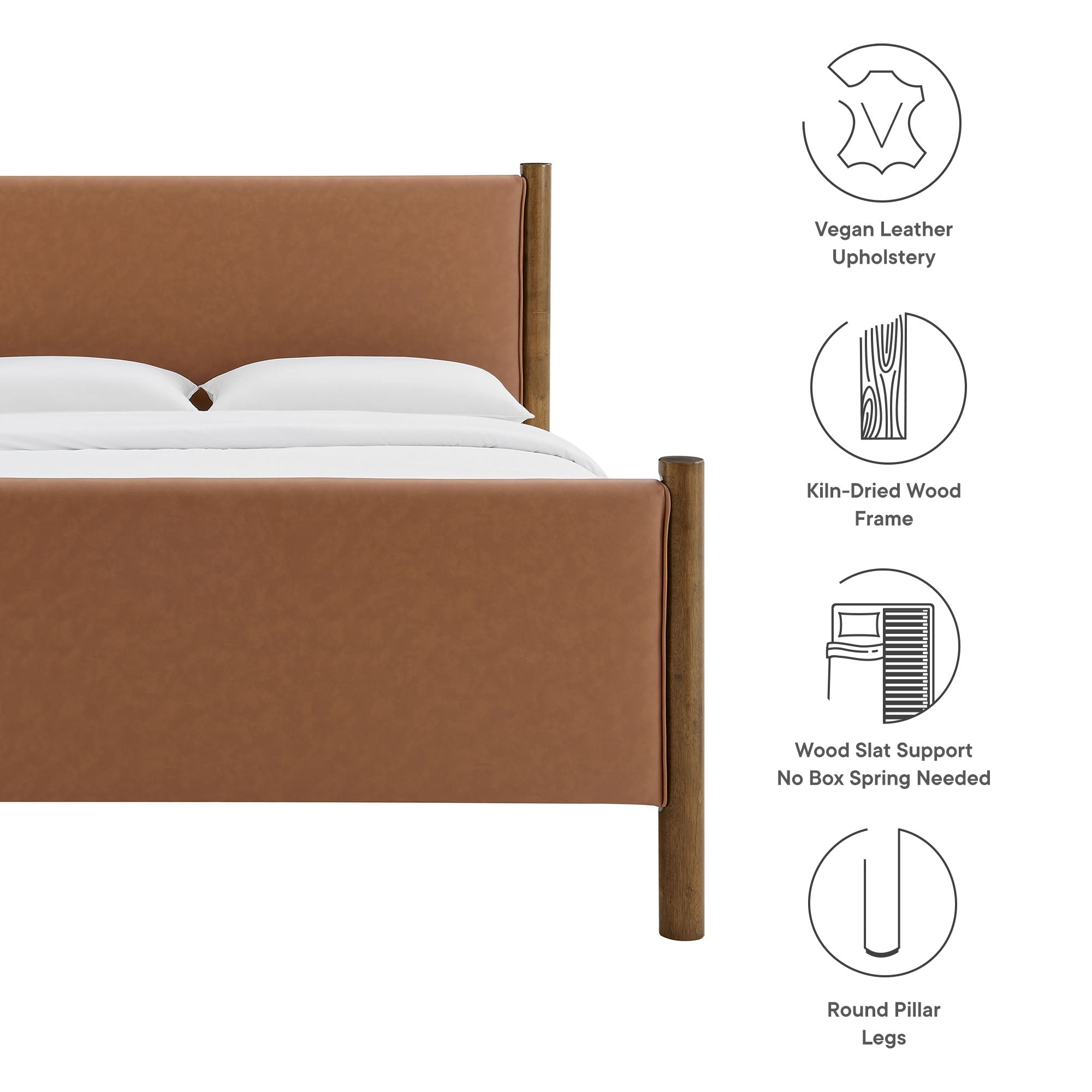 Maven King Size Vegan Leather Upholstered Platform Bed
