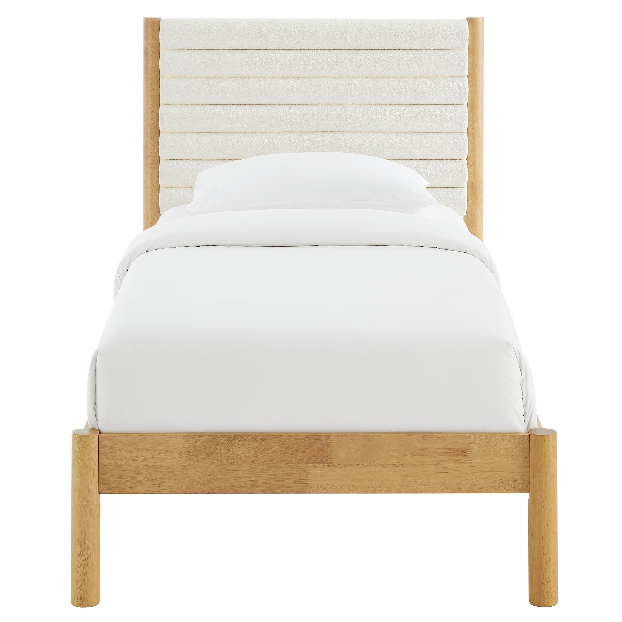 Olea Channel Tufted Boucle Solid Wood Platform Bed