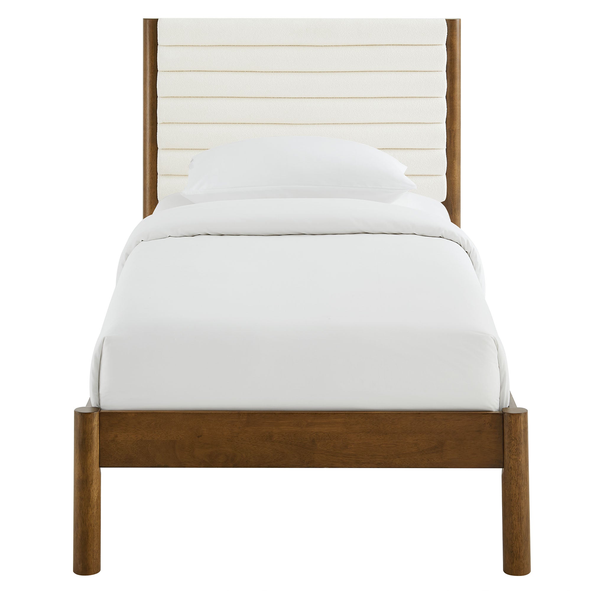 Olea Channel Tufted Boucle Solid Wood Platform Bed