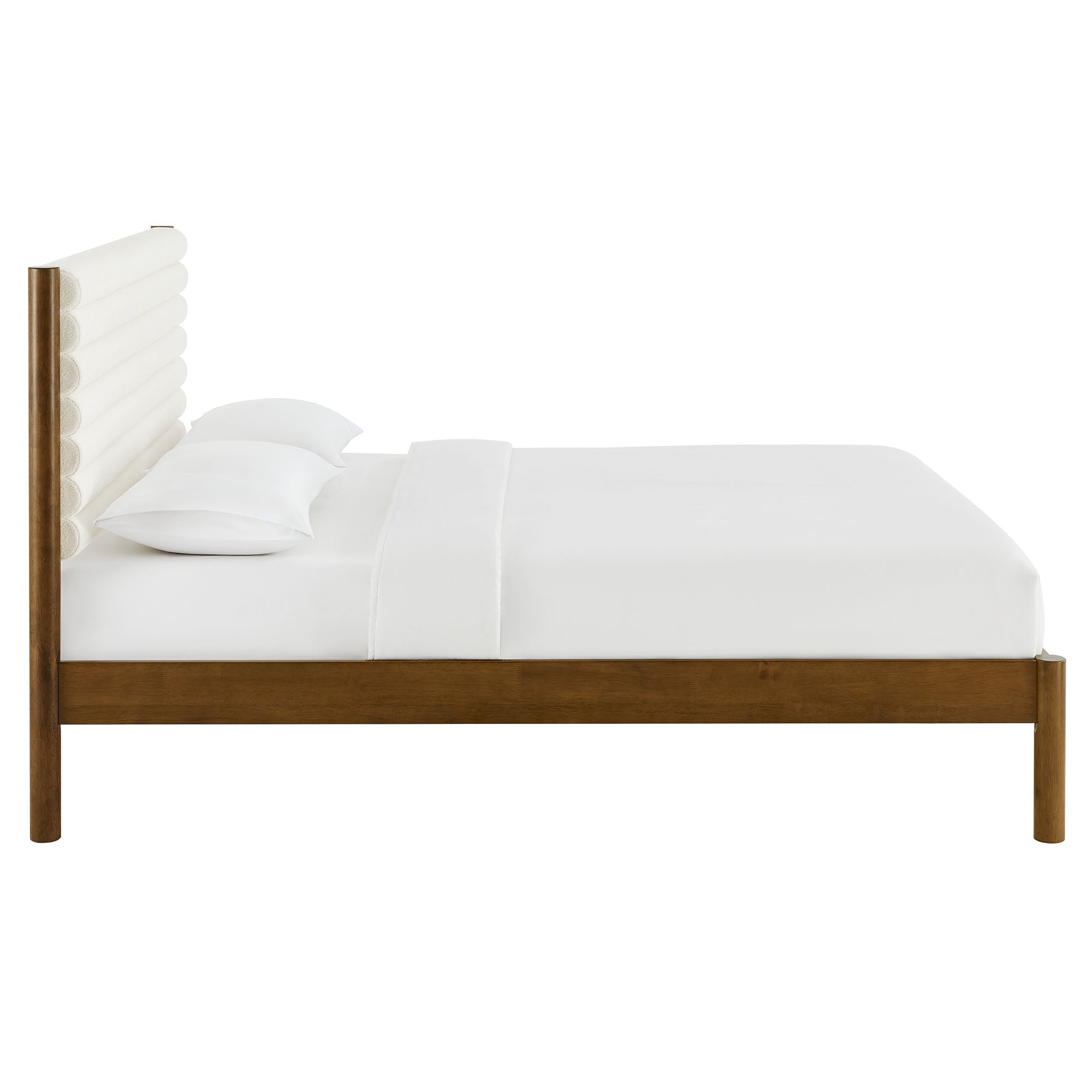 Olea Channel Tufted Boucle Solid Wood Full Platform Bed