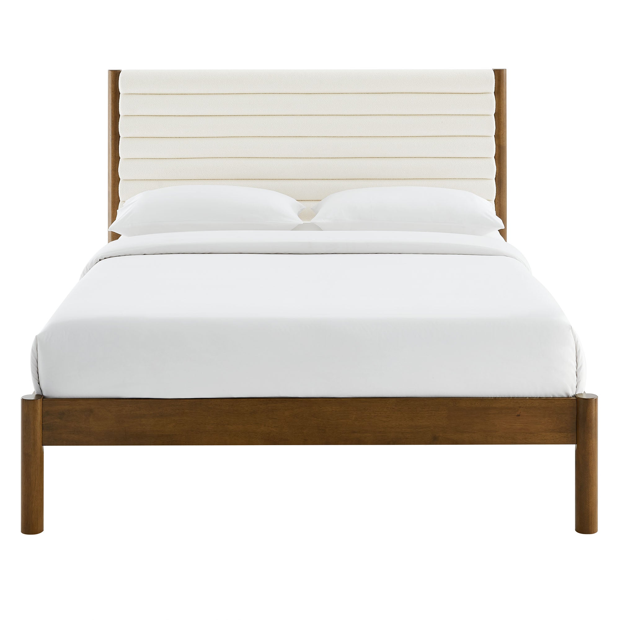 Olea Channel Tufted Boucle Solid Wood Full Platform Bed