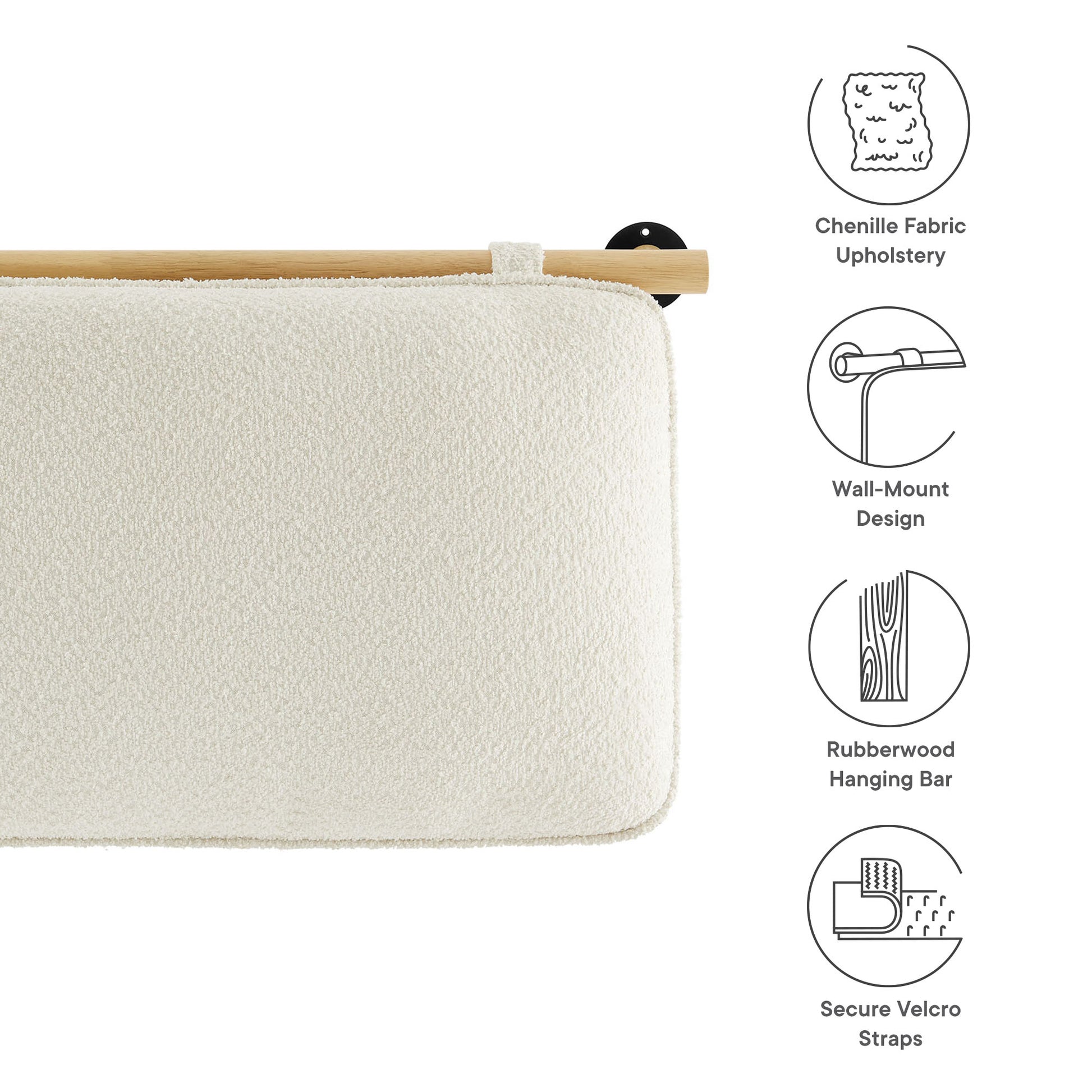 Anela Wall-Mounted Upholstered Headboard - Cream Walnut