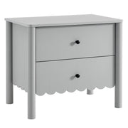Emmeline Scalloped 2-Drawer Nightstand - Light Gray
