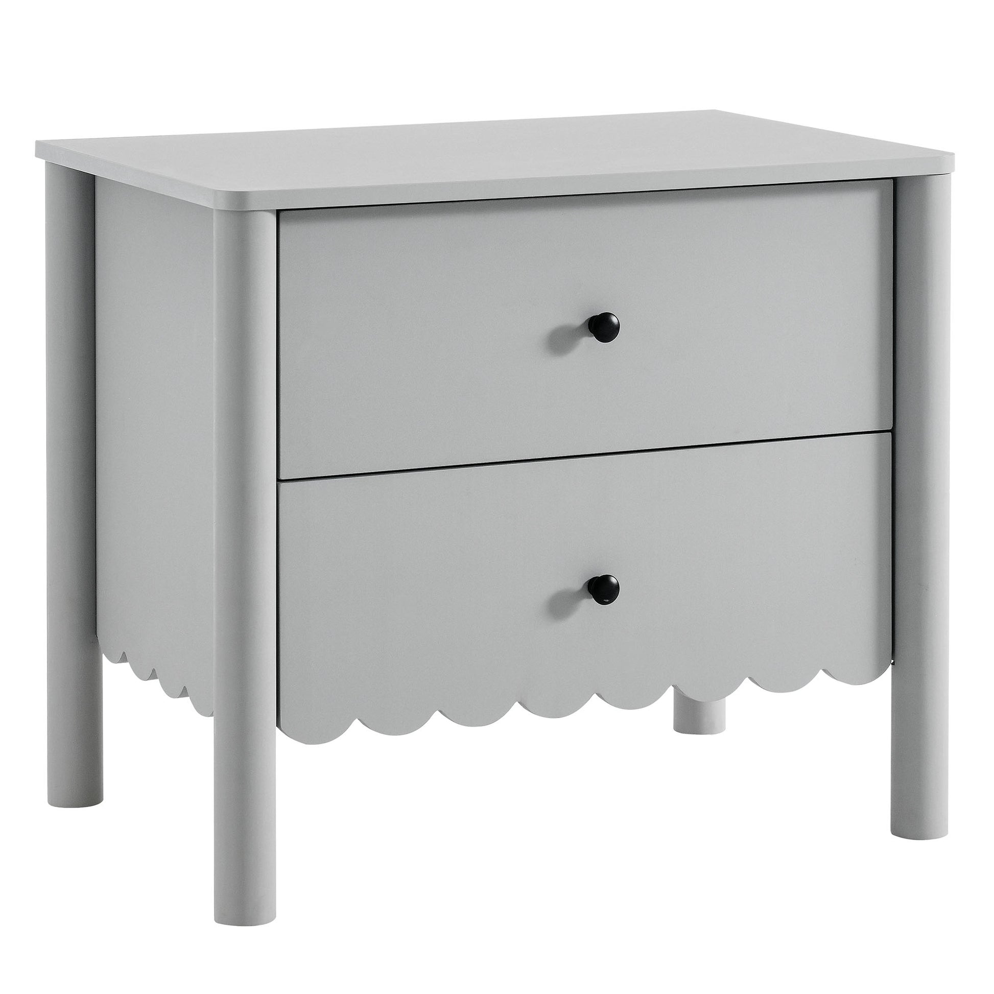 Emmeline Scalloped 2-Drawer Nightstand - Light Gray