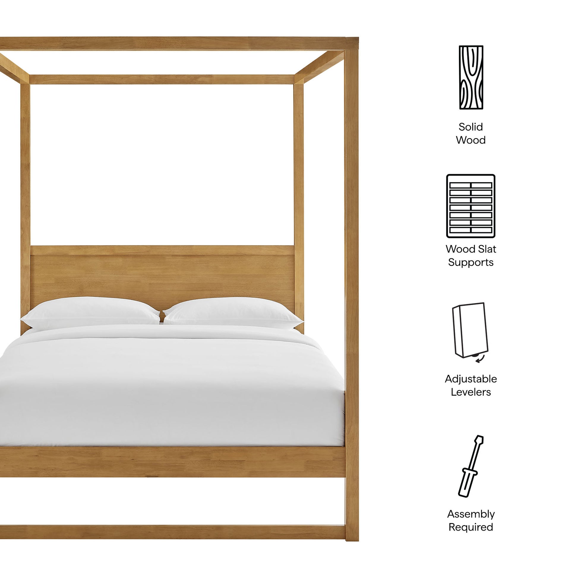 Alva Wood Canopy Platform Bed - Smoked Oak