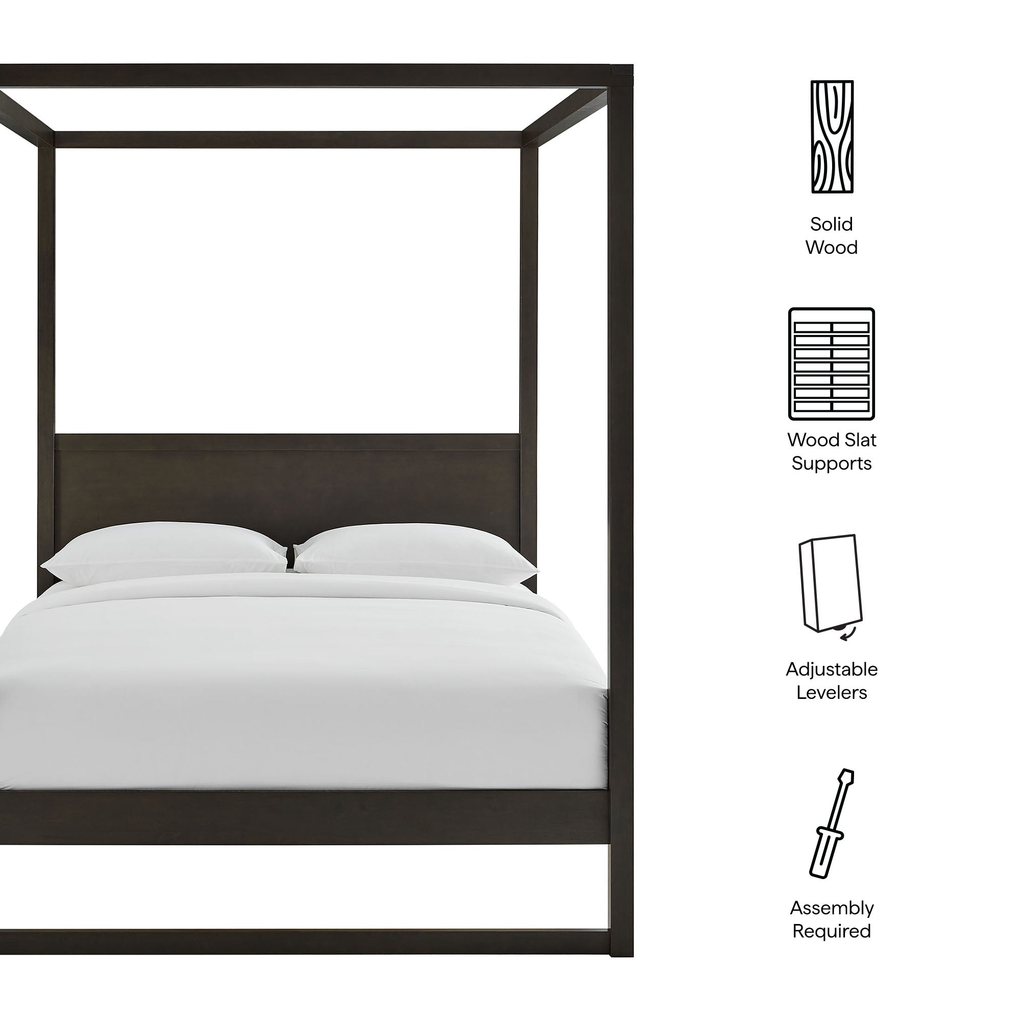 Alva King Wood Canopy Platform Bed