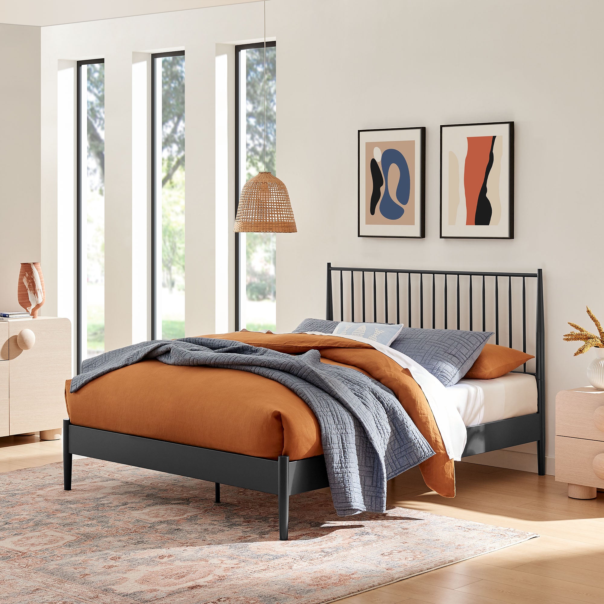 Adair Spindle Metal King Platform Bed