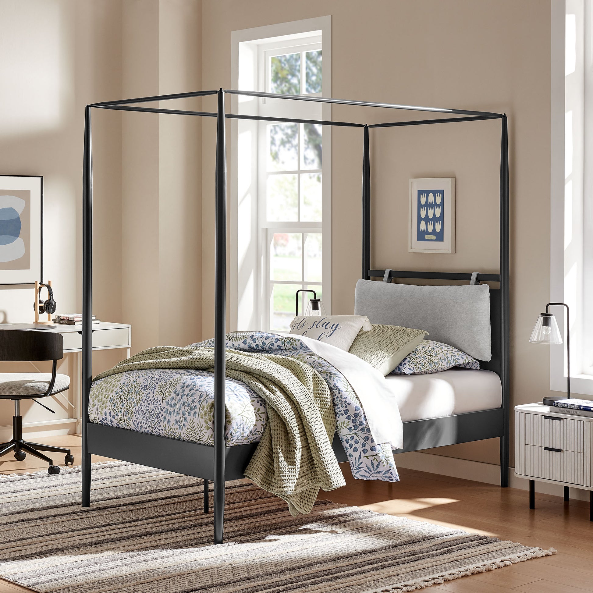 Marlowe 4-Poster Canopy Metal Twin Platform Bed