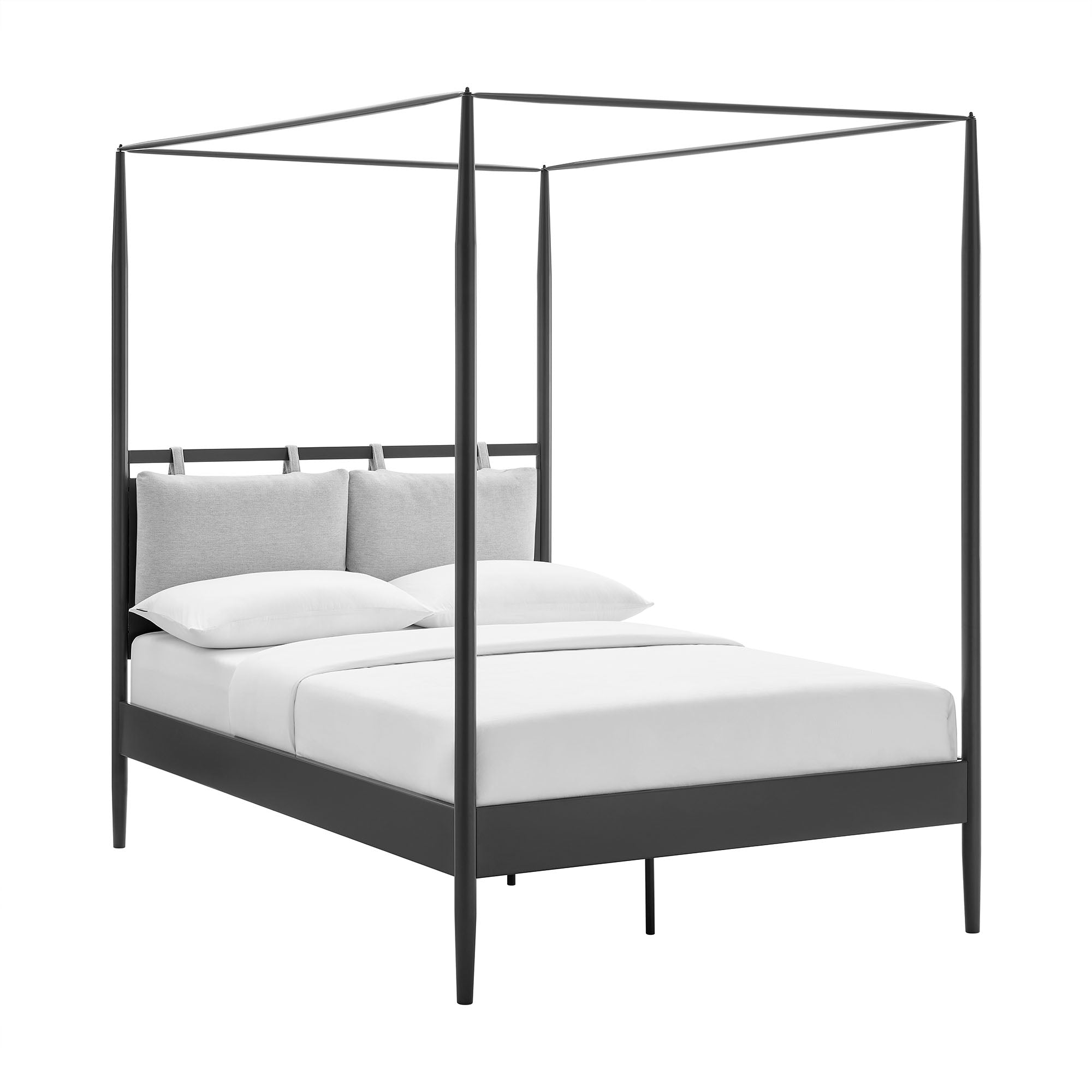 Marlowe 4-Poster Canopy Metal Full Platform Bed - Charcoal