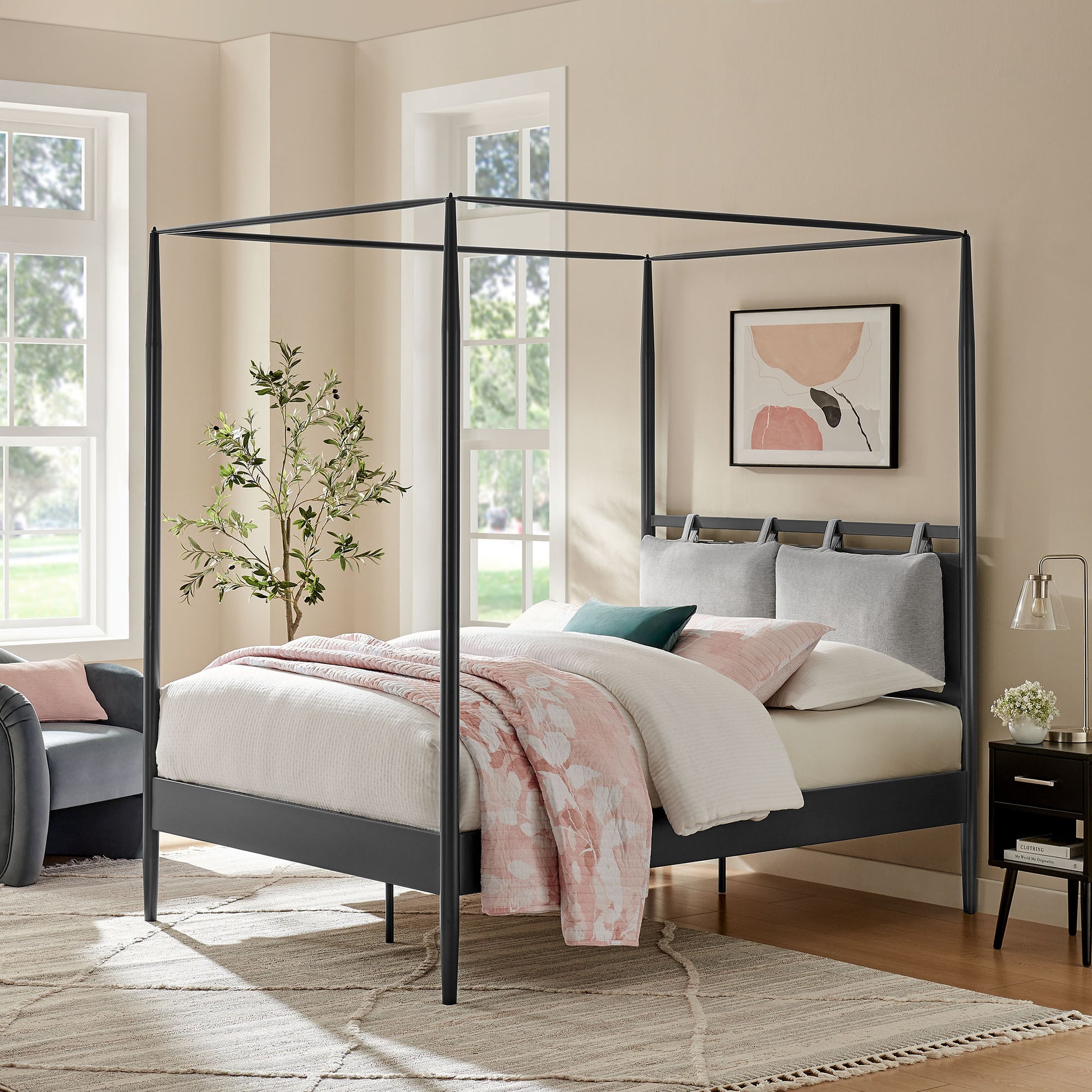 Marlowe 4-Poster Canopy Metal Full Platform Bed