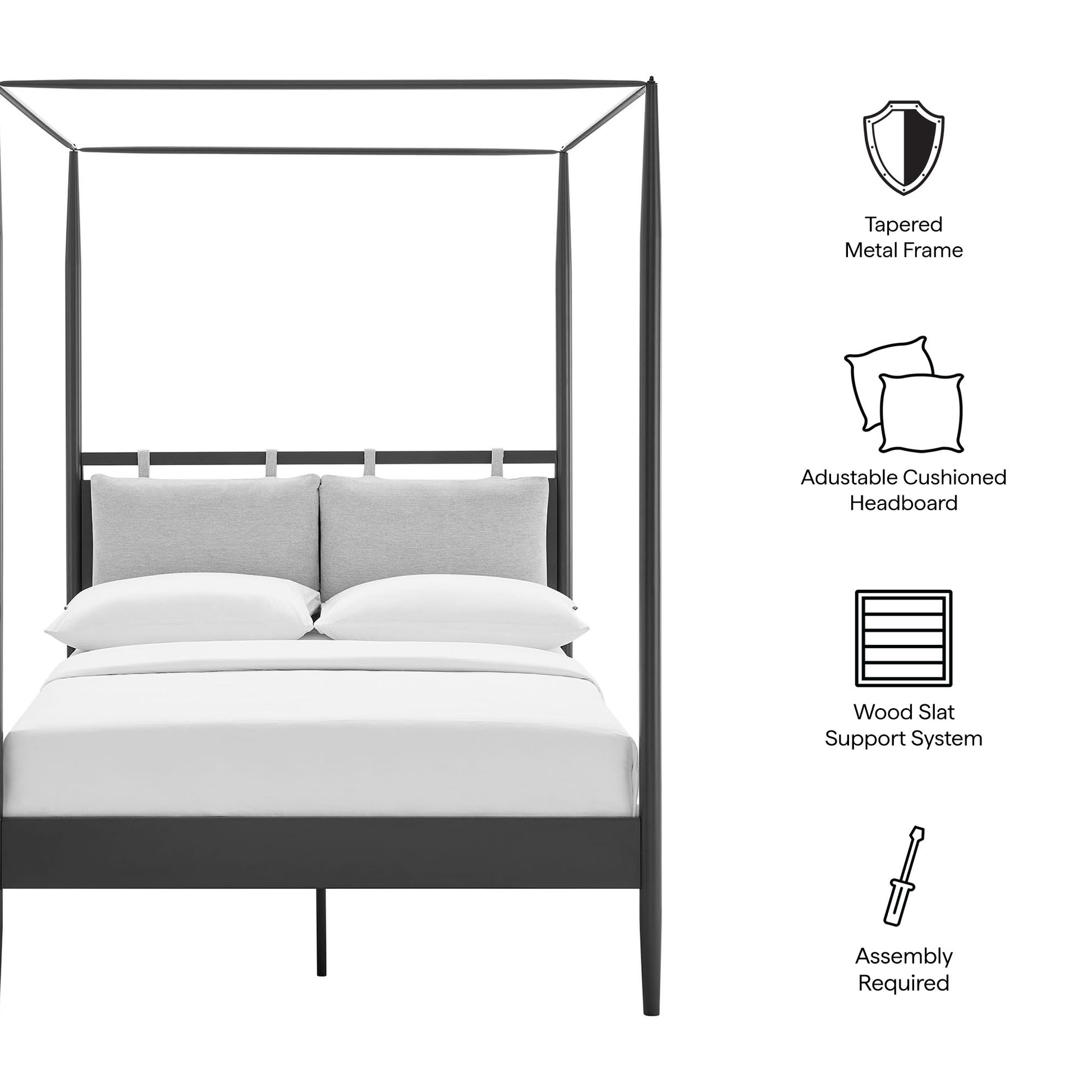 Marlowe 4-Poster Canopy Metal Full Platform Bed