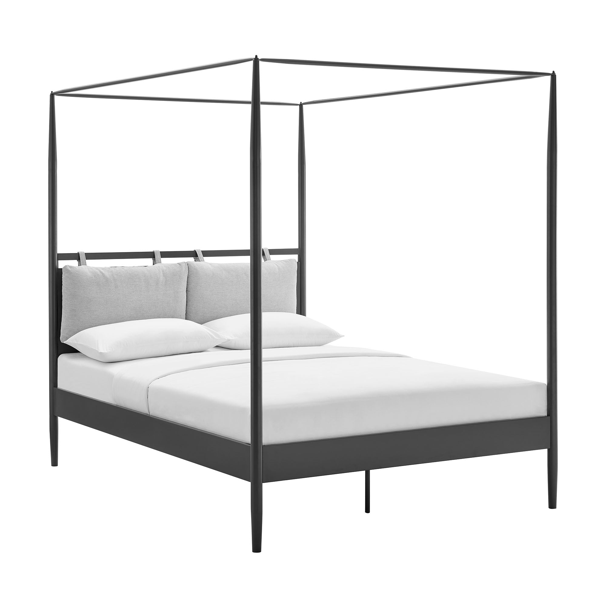 Marlowe 4-Poster Canopy Metal Platform Bed - Charcoal
