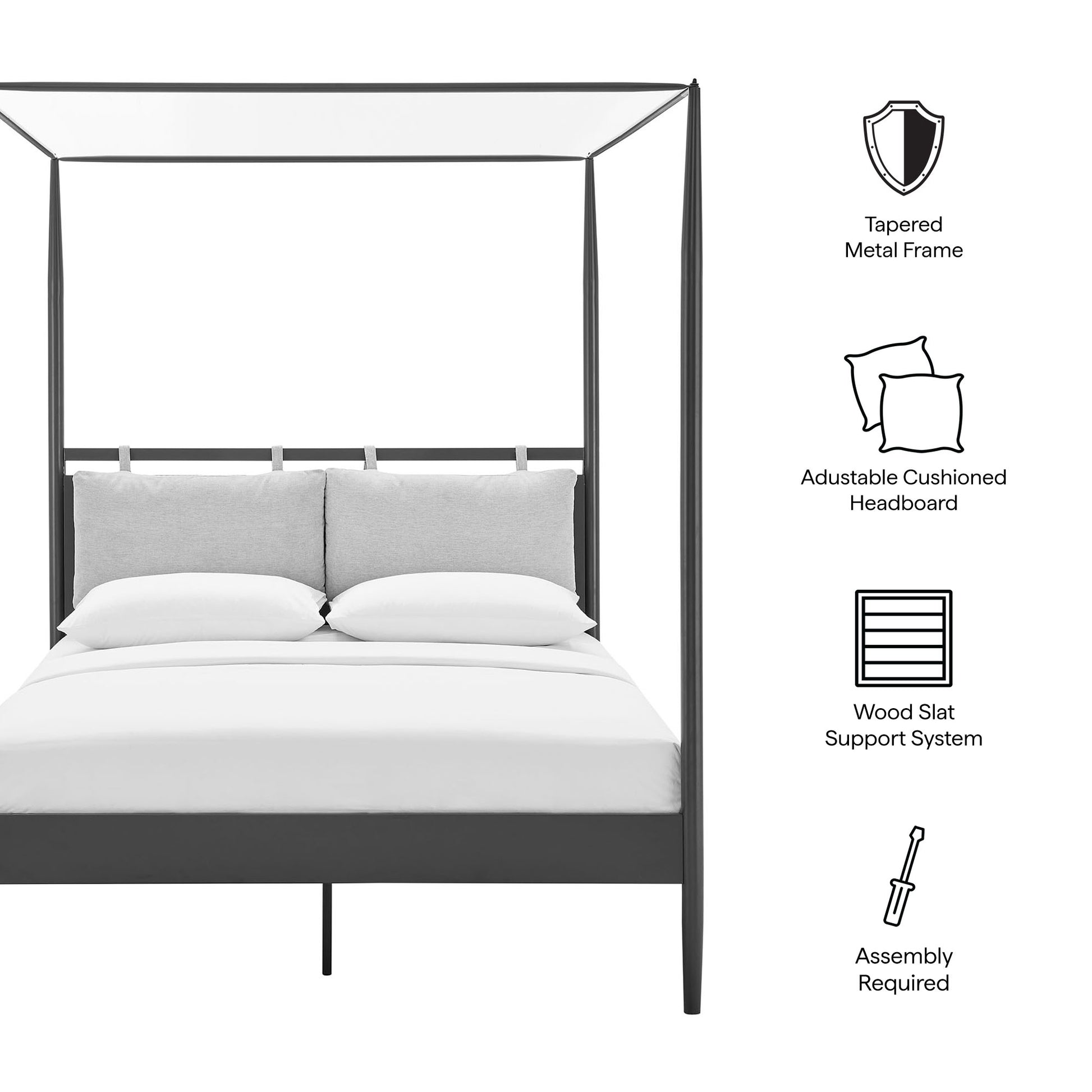 Marlowe 4-Poster Canopy Metal Platform Bed
