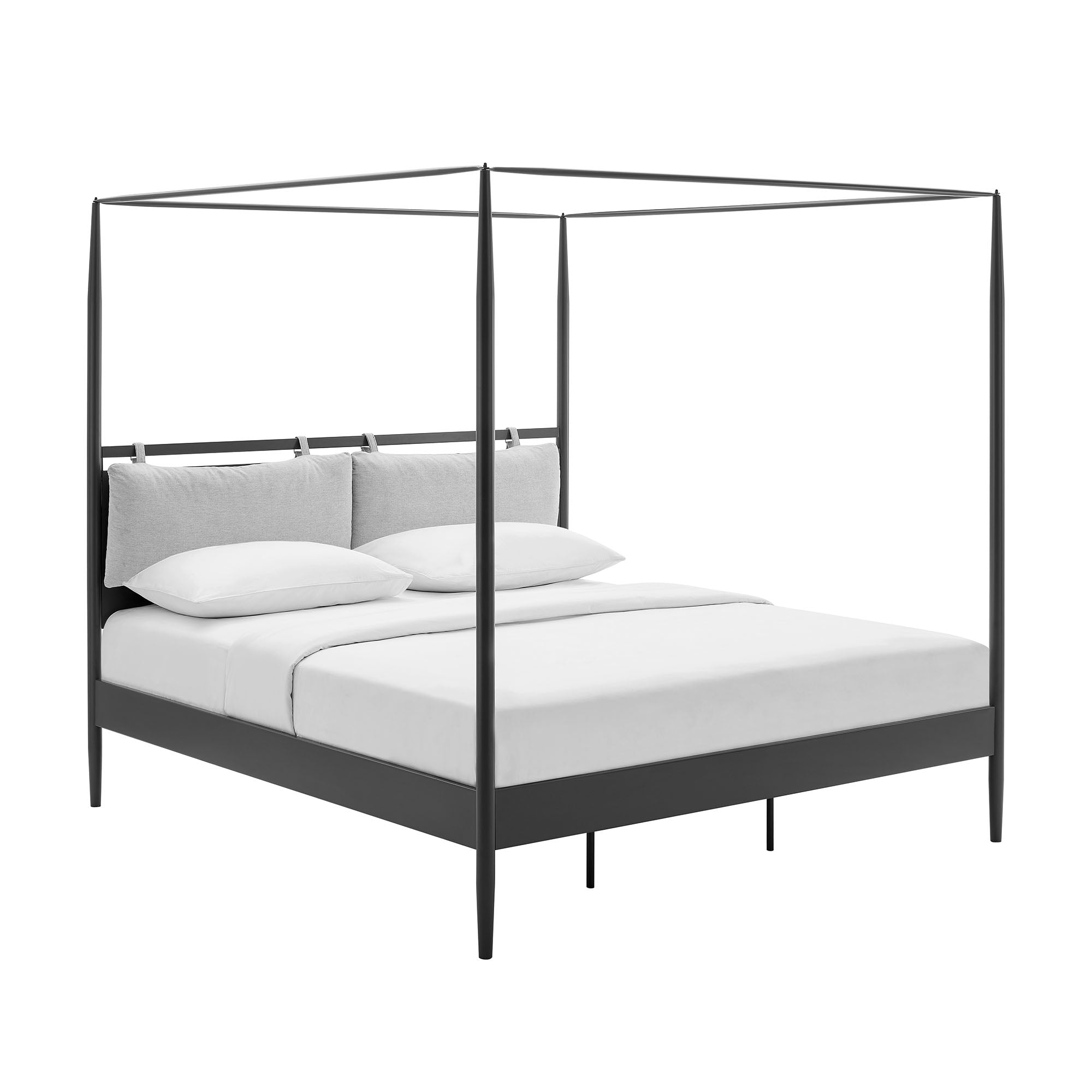 Marlowe 4-Poster Canopy Metal King Platform Bed - Charcoal