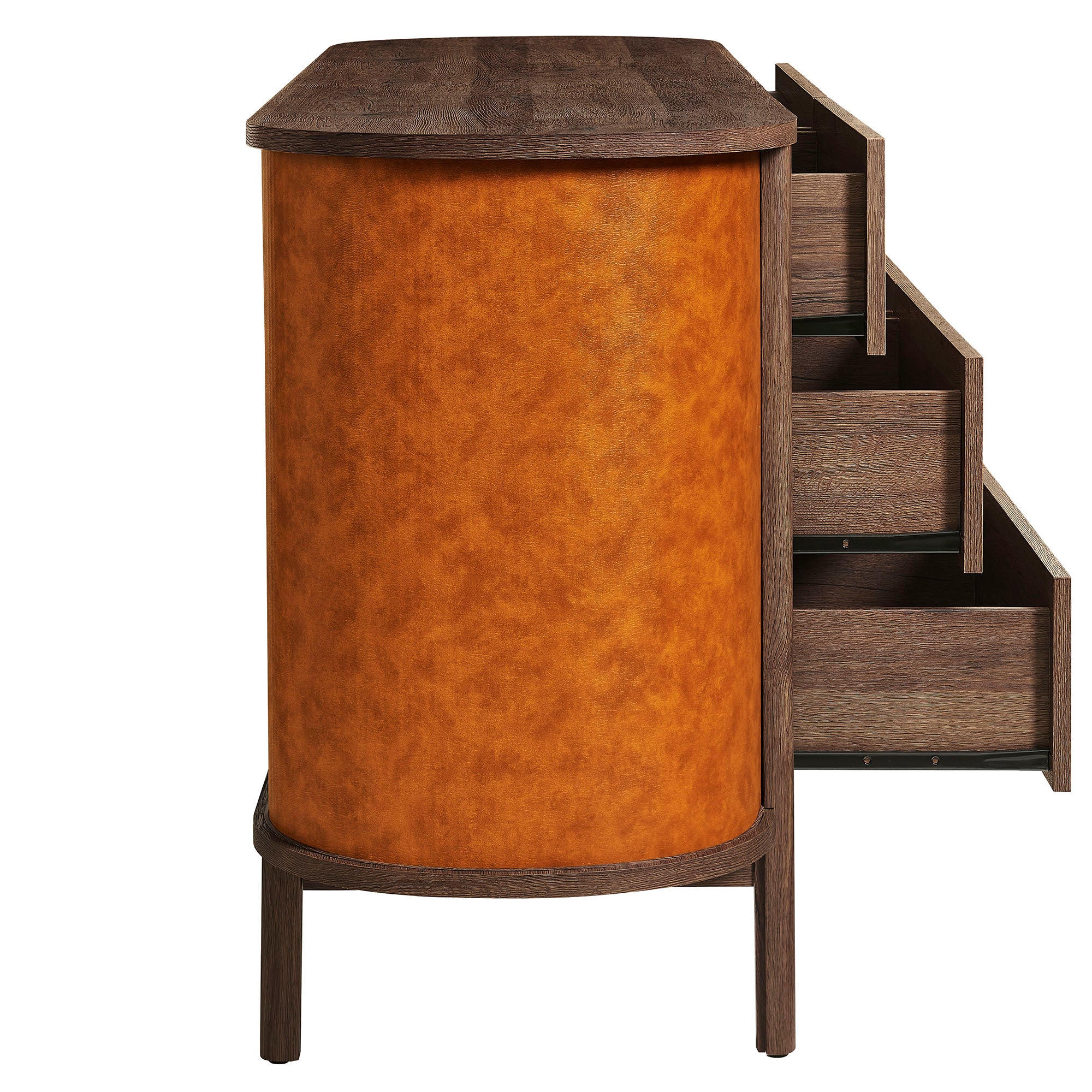 Coralie Curved 6-Drawer Vegan Leather Oval Dresser