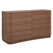 Mirae 6-Drawer Curved Dresser - Brushed Brown Oak