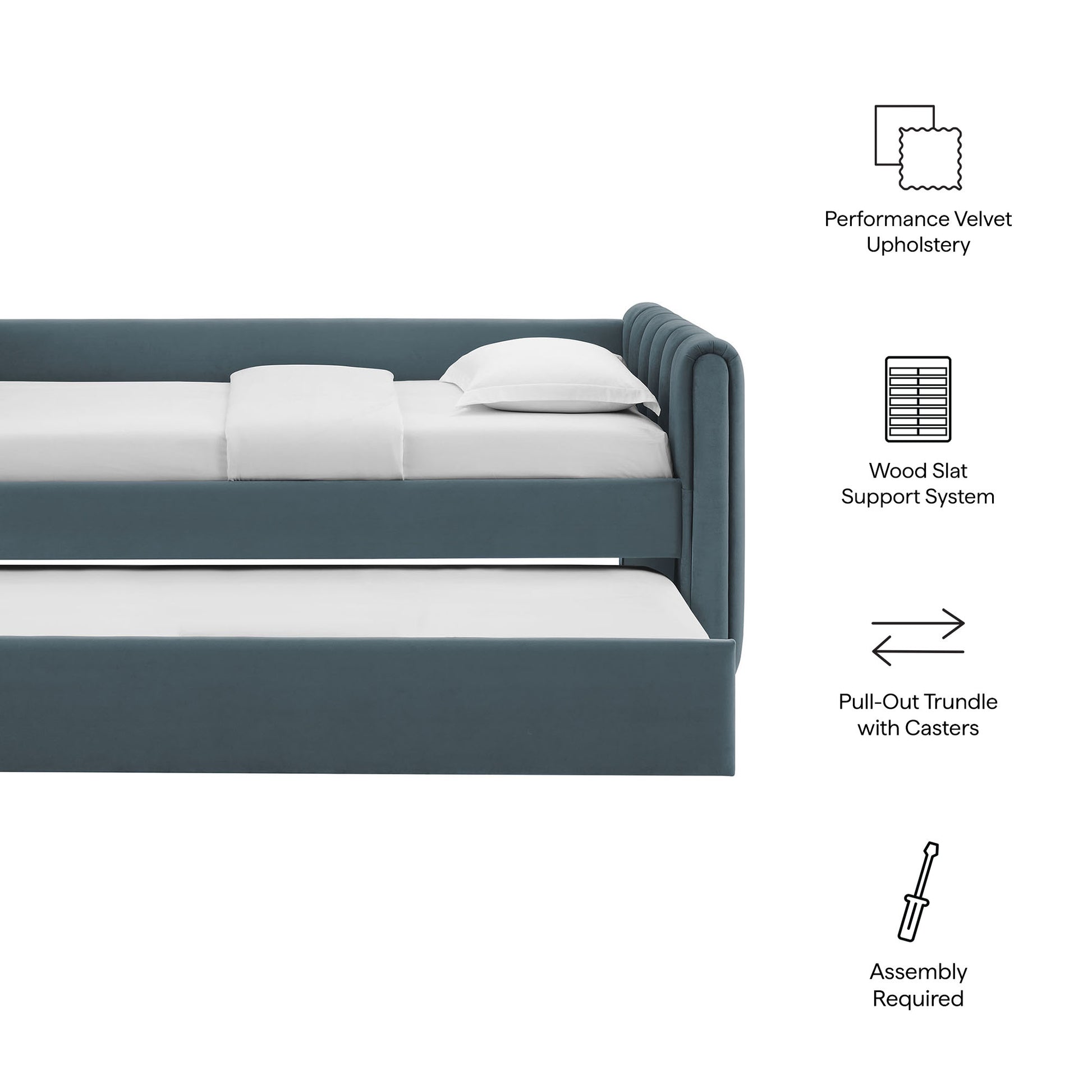Veyla Channel Tufted Performance Velvet Twin Daybed With Trundle - Pink