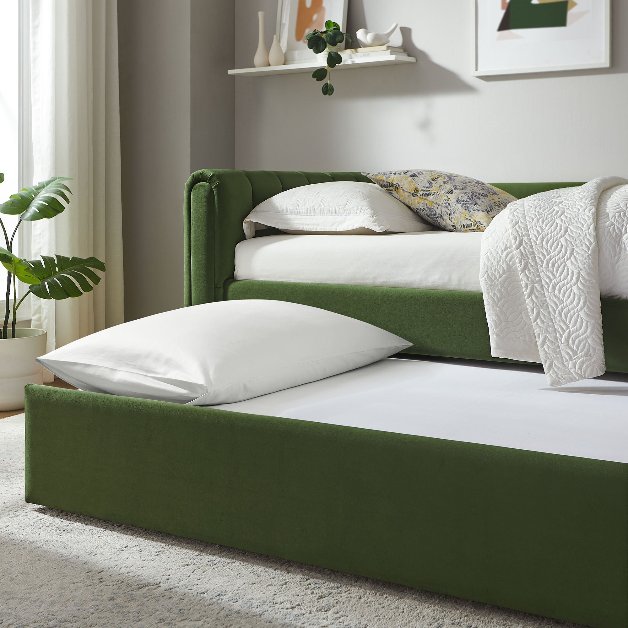Veyla Channel Tufted Performance Velvet Twin Daybed With Trundle