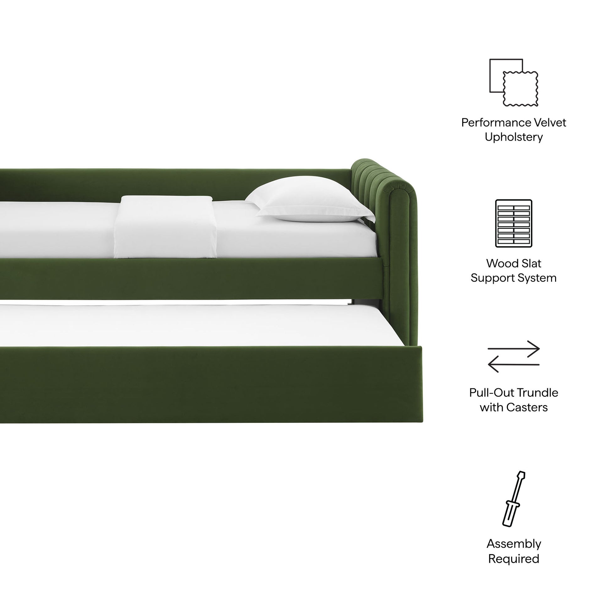 Veyla Channel Tufted Performance Velvet Twin Daybed With Trundle