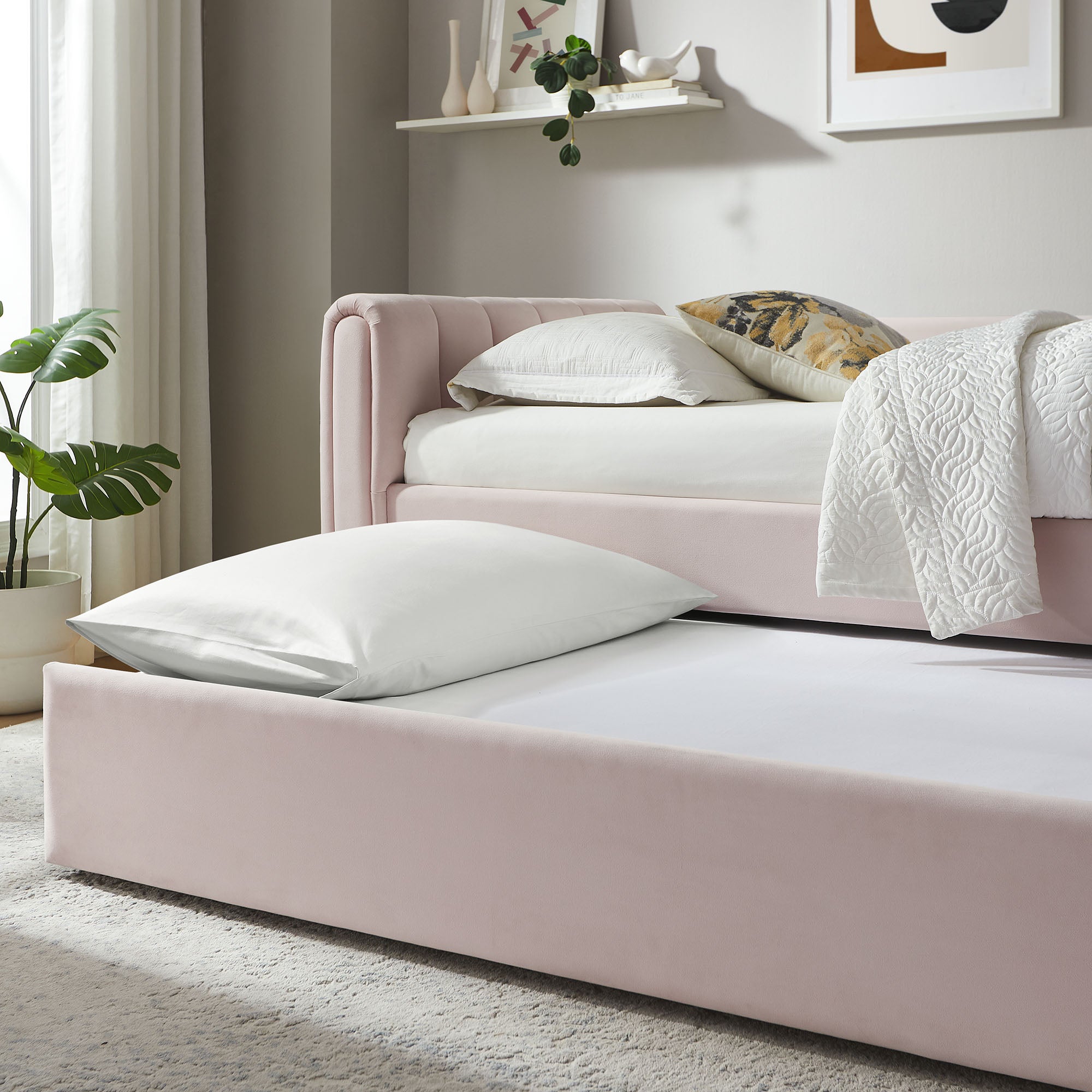 Veyla Channel Tufted Performance Velvet Twin Daybed With Trundle