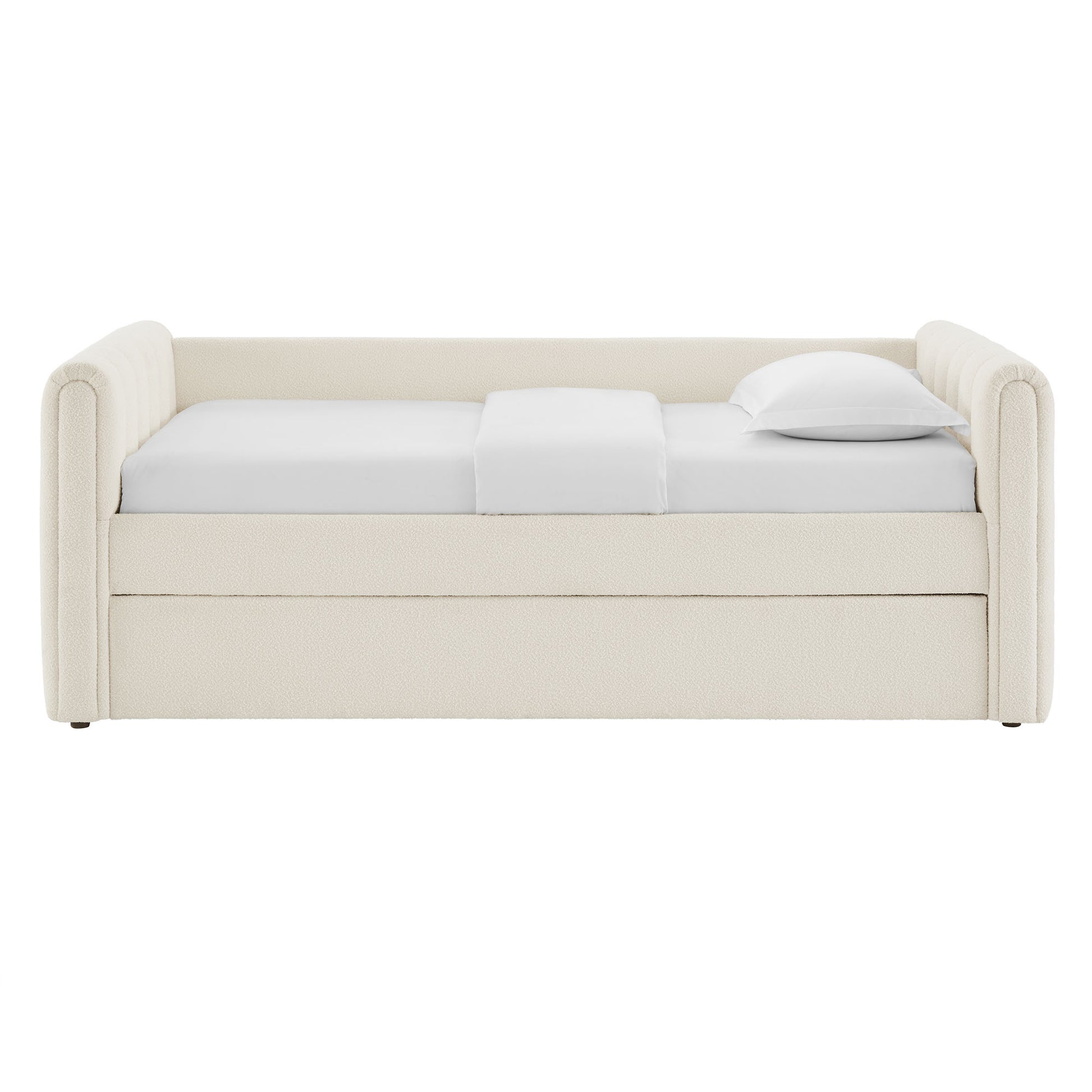 Veyla Channel Tufted Boucle Twin Daybed With Trundle