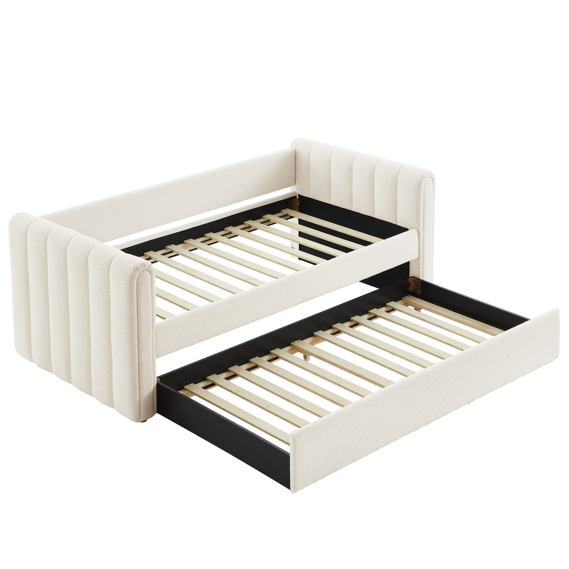 Veyla Channel Tufted Boucle Twin Daybed With Trundle
