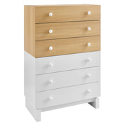 Nolia 6-Drawer Color Block Dresser Chest - Oak White
