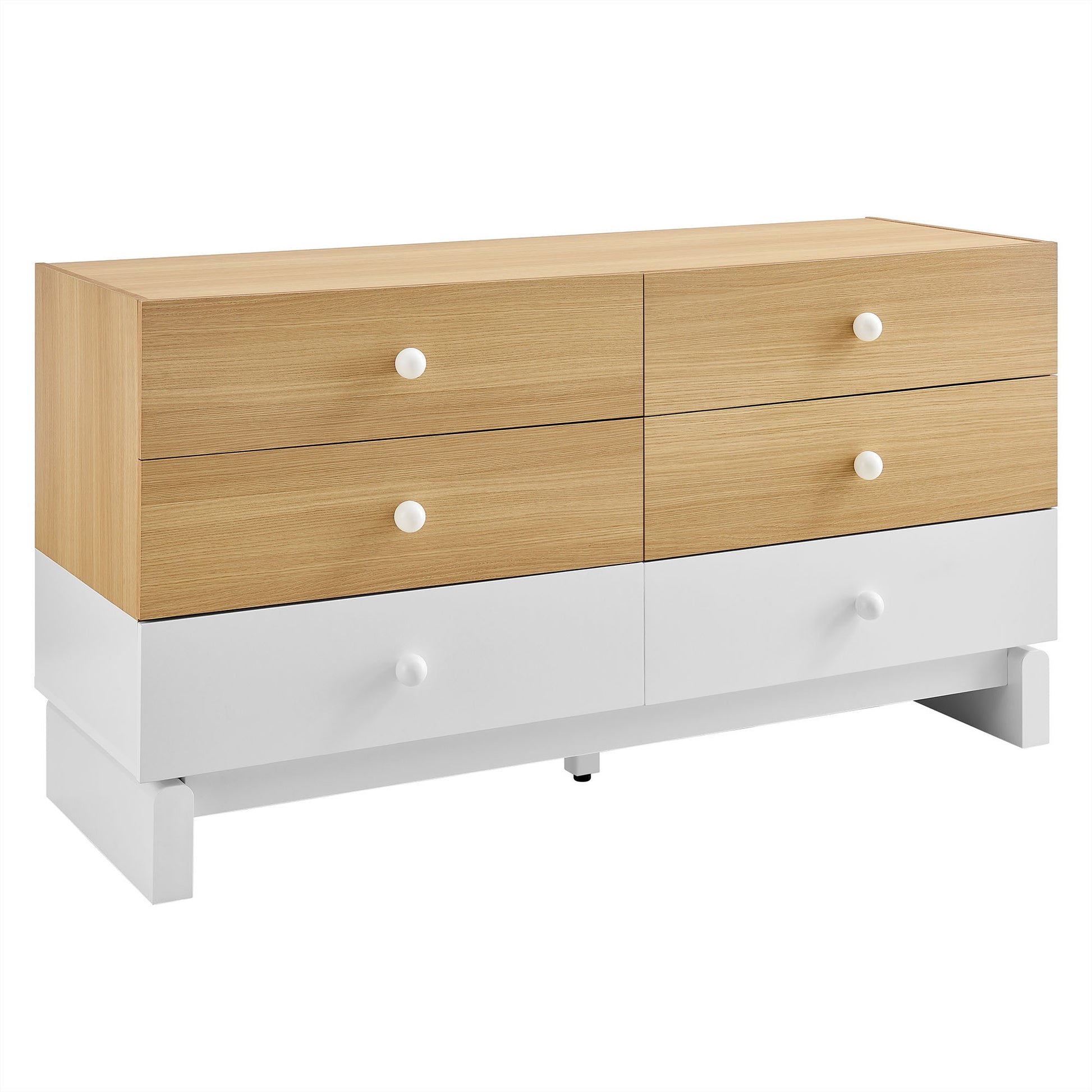 Nolia 6-Drawer Color Block Dresser - Oak White