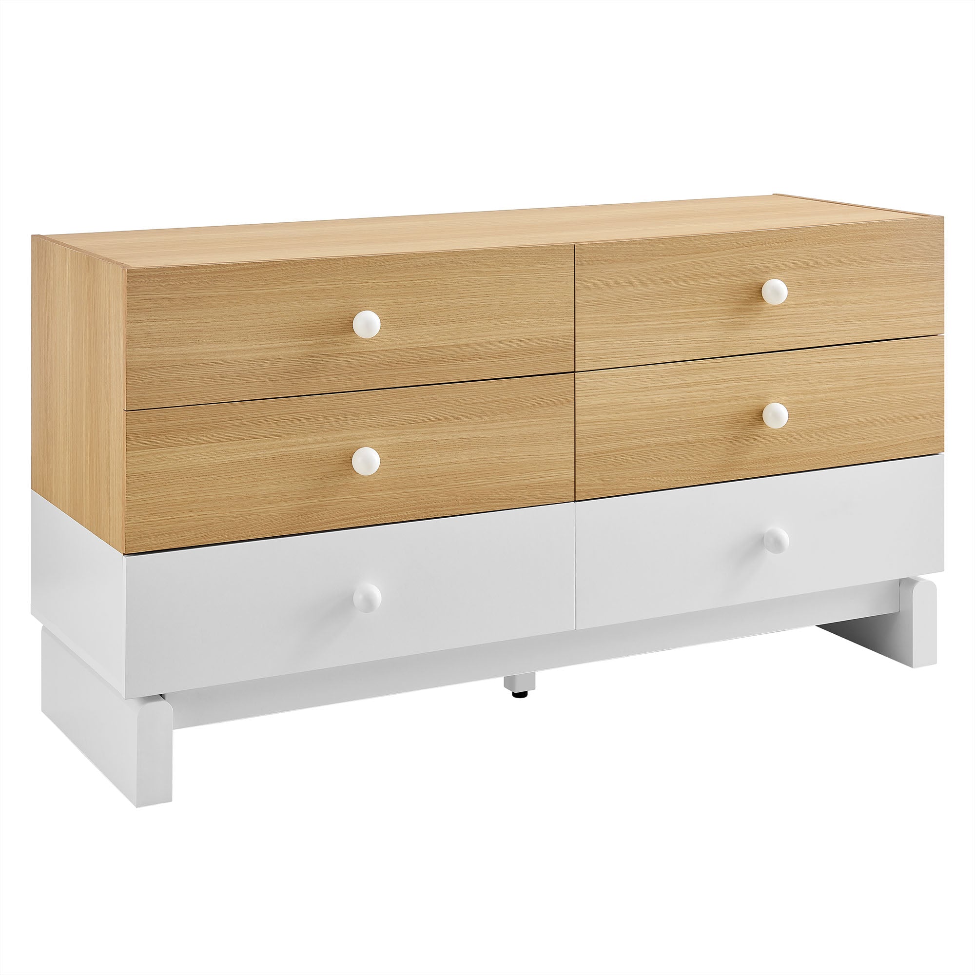 Nolia 6-Drawer Color Block Dresser - Oak White