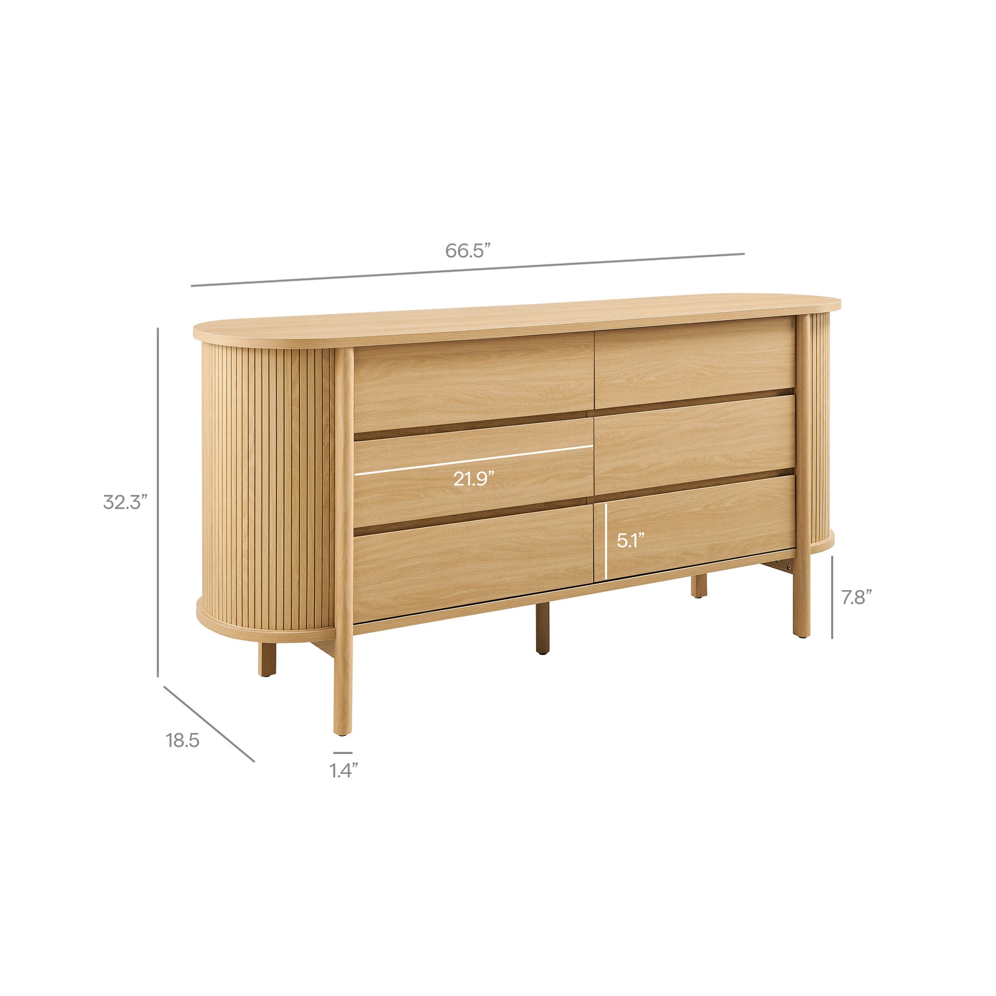 Cadence 6-Drawer Curved Dresser - Walnut