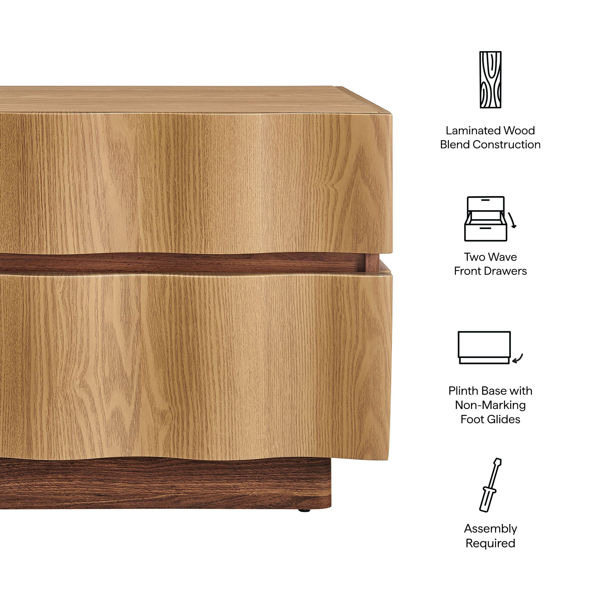 Isola 2 Drawer Nightstand - Walnut