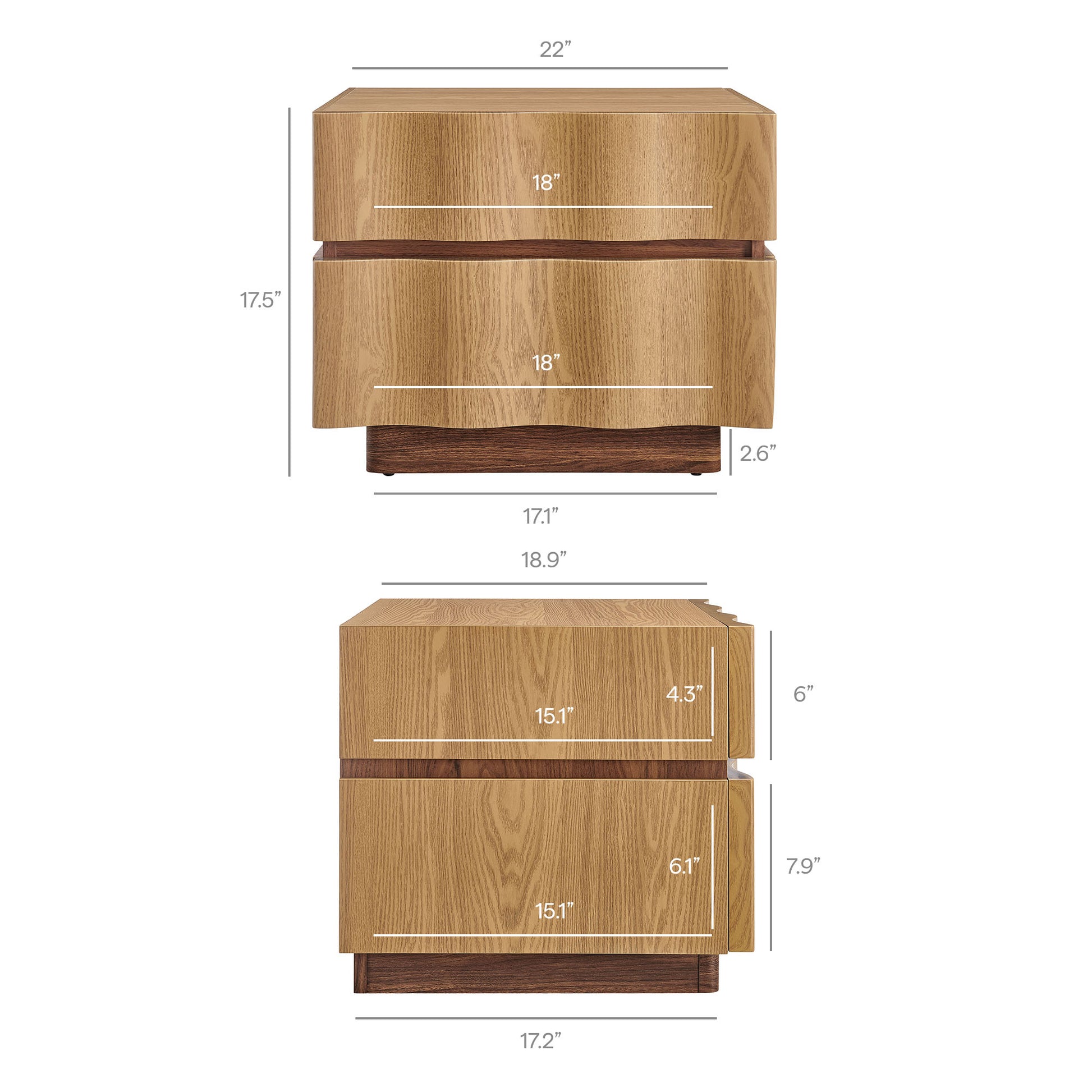 Isola 2 Drawer Nightstand - White Light Oak