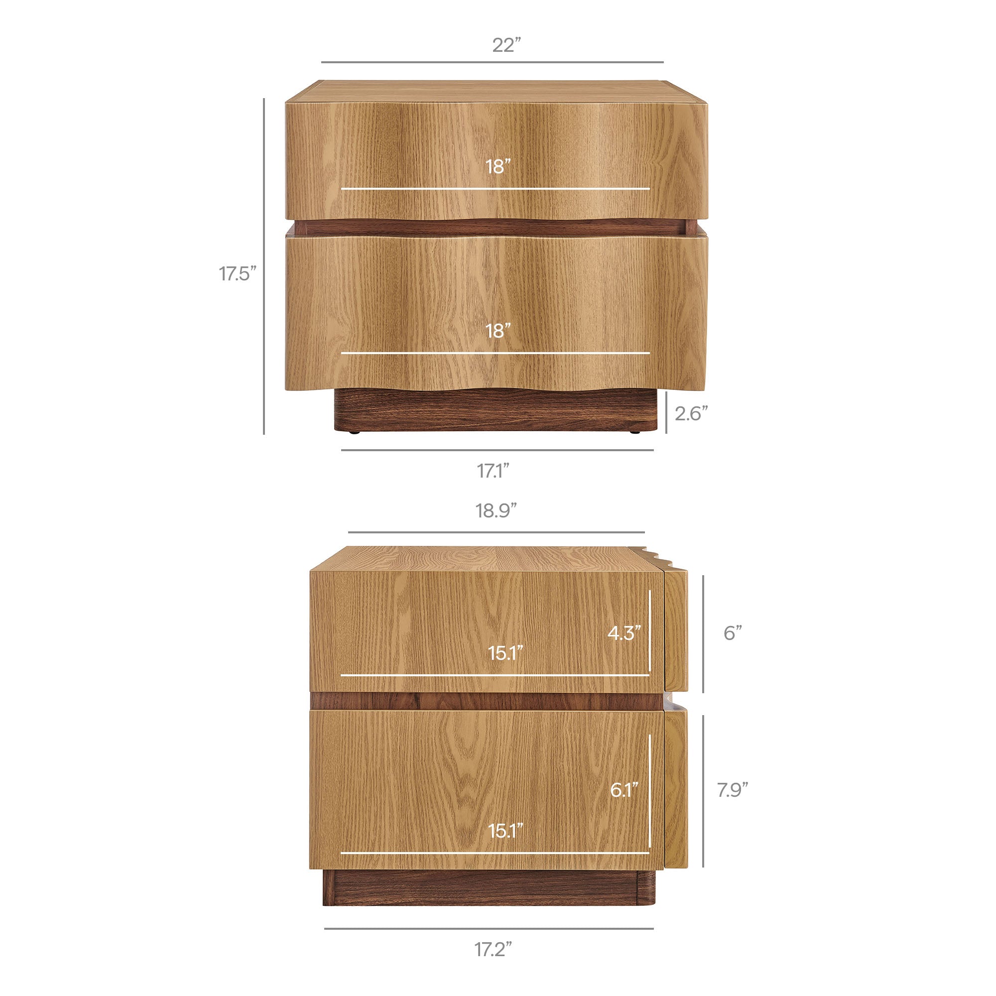 Isola 2 Drawer Nightstand - White Light Oak