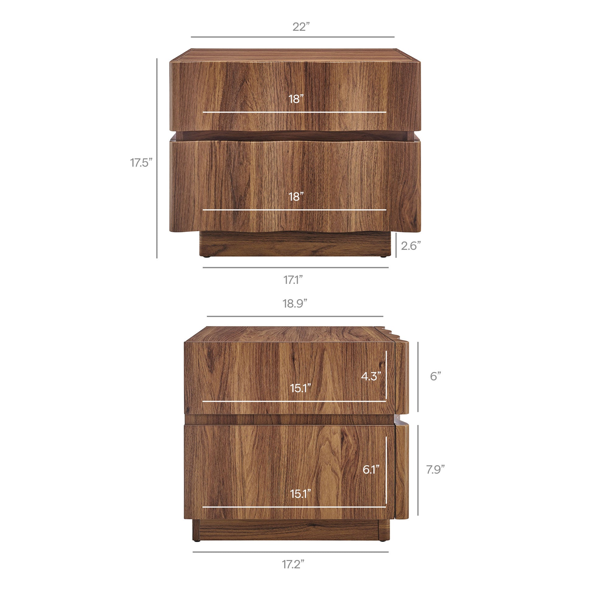 Isola 2 Drawer Nightstand
