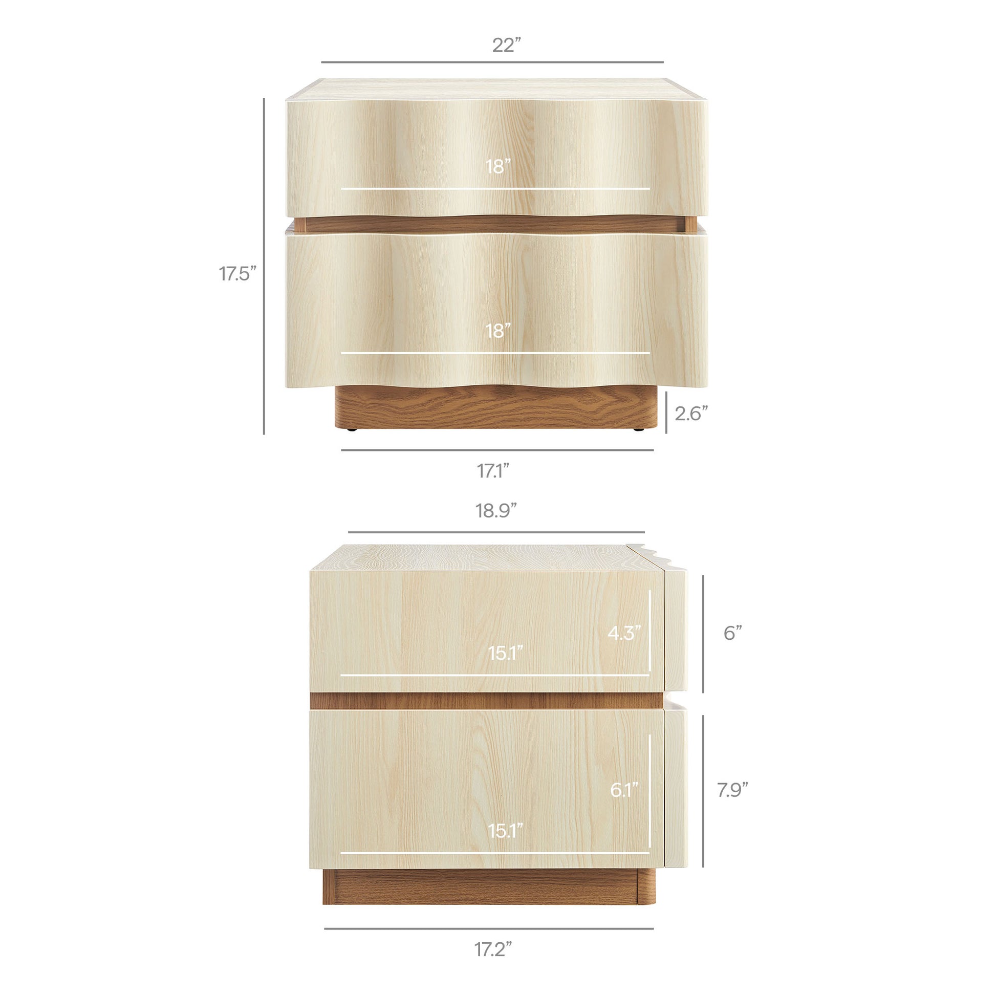 Isola 2 Drawer Nightstand