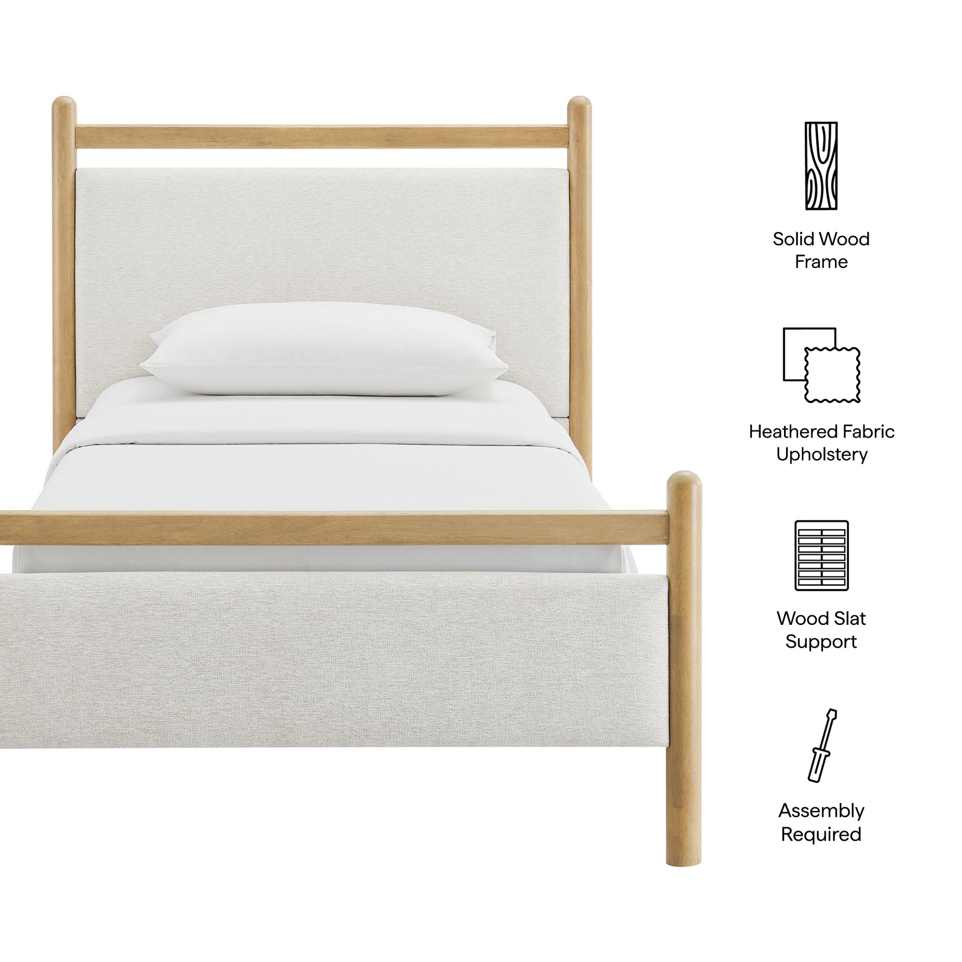 Ginny Twin Size Platform Bed Frame - Wenge Heathered Dark Gray